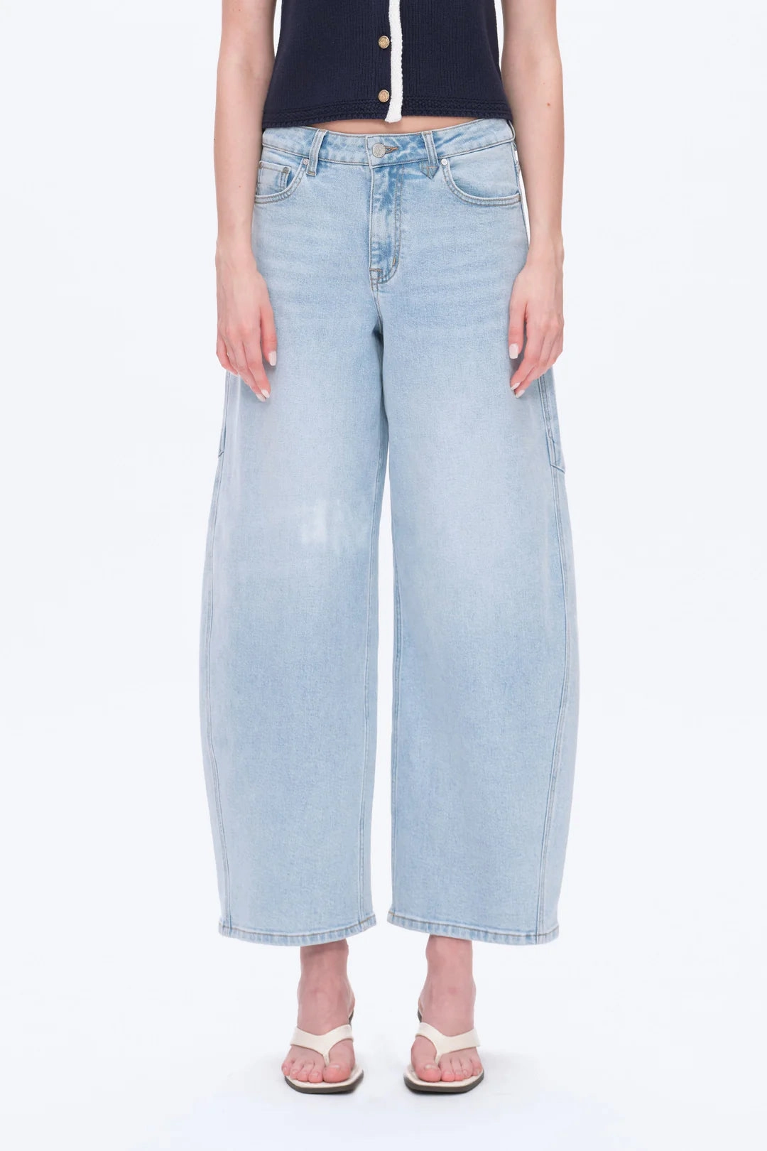 Mid-Rise Balloon Jeans - Light Blue Antibacterial Fabric TaglessComfort