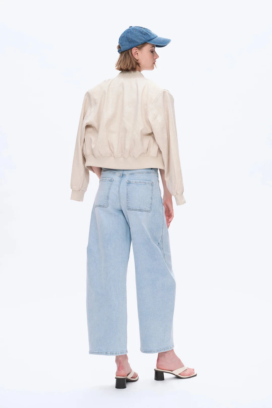 Mid-Rise Balloon Jeans - Light Blue Reinforced Hem Stitching WrinkleResistantFinish