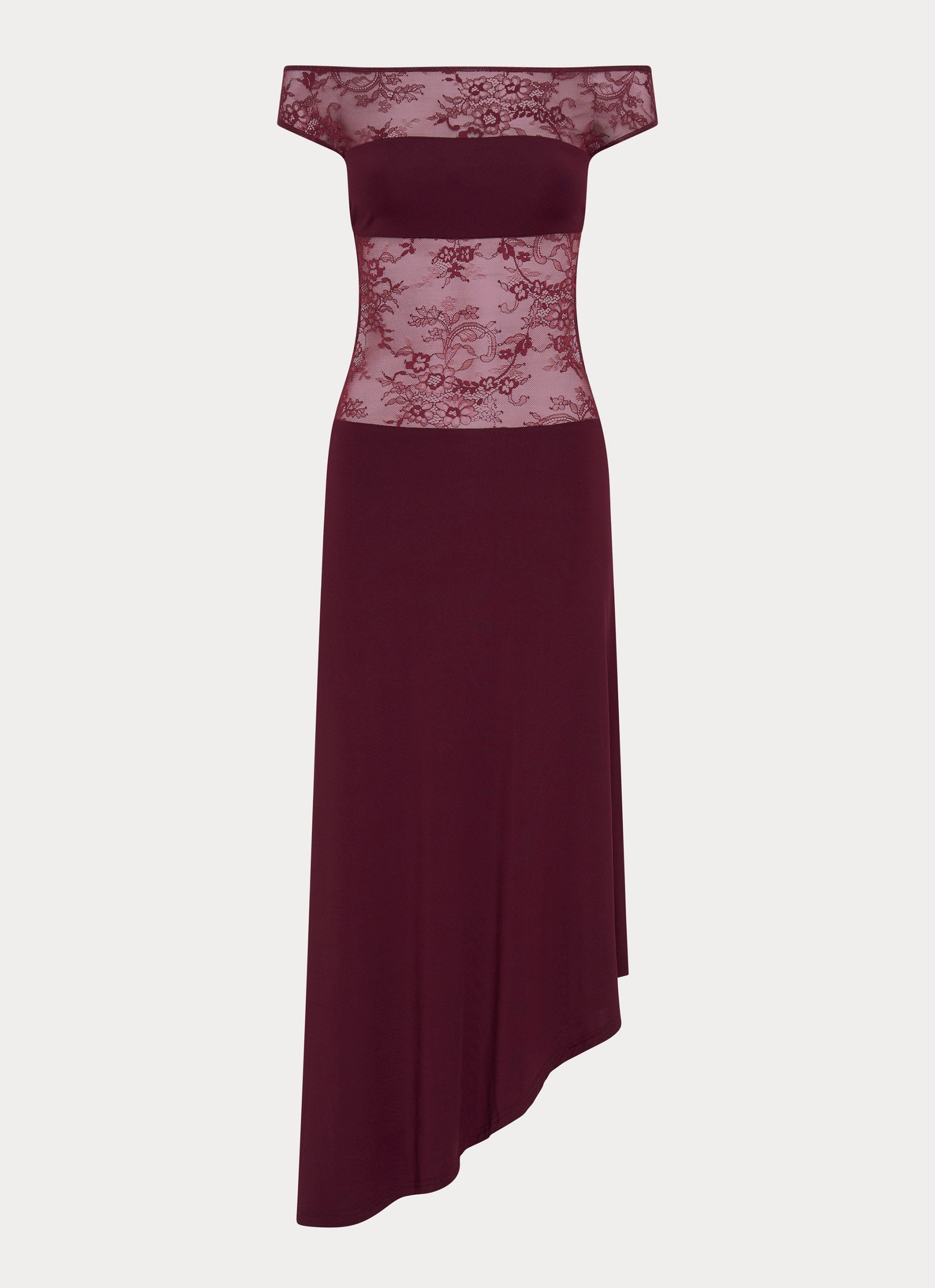 Formal Setting Profile Enhancer Francoise Lace Midi Dress - Burgundy