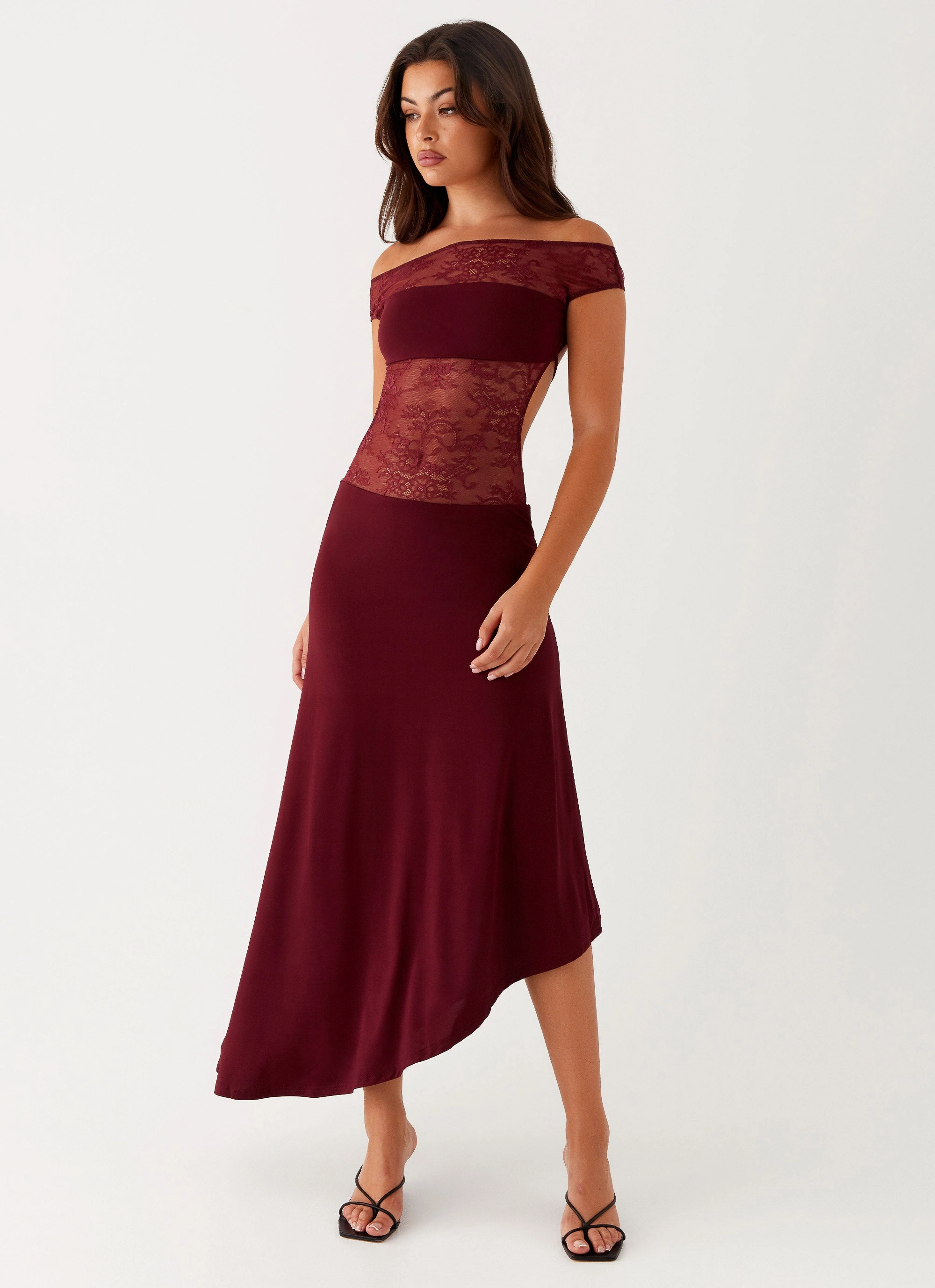 Francoise Lace Midi Dress - Burgundy Easy Pretty