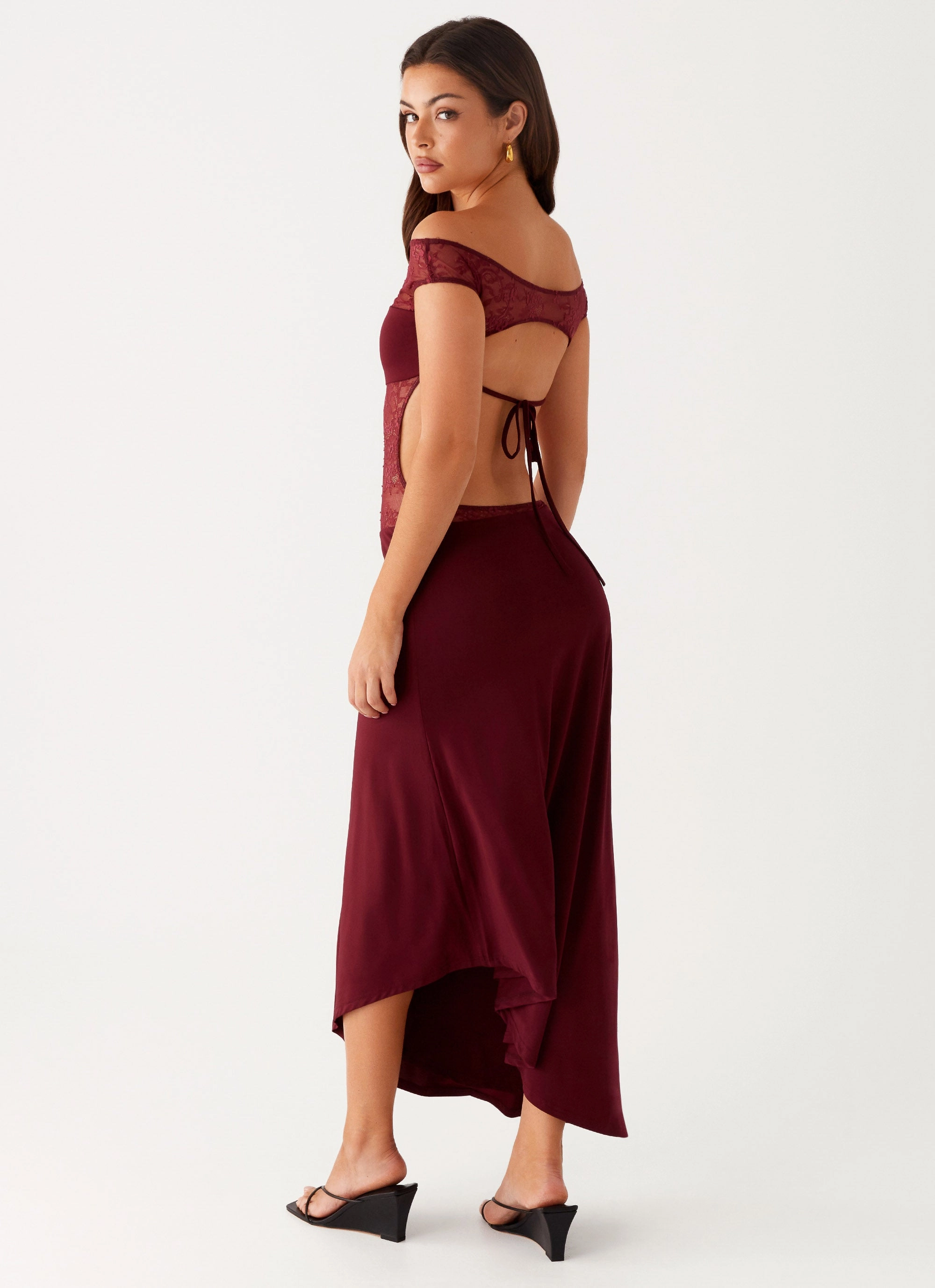 Fit Focused Francoise Lace Midi Dress - Burgundy