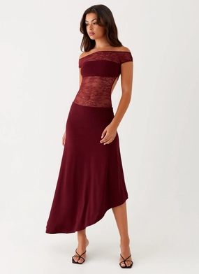 Francoise Lace Midi Dress - Burgundy Easy Pretty
