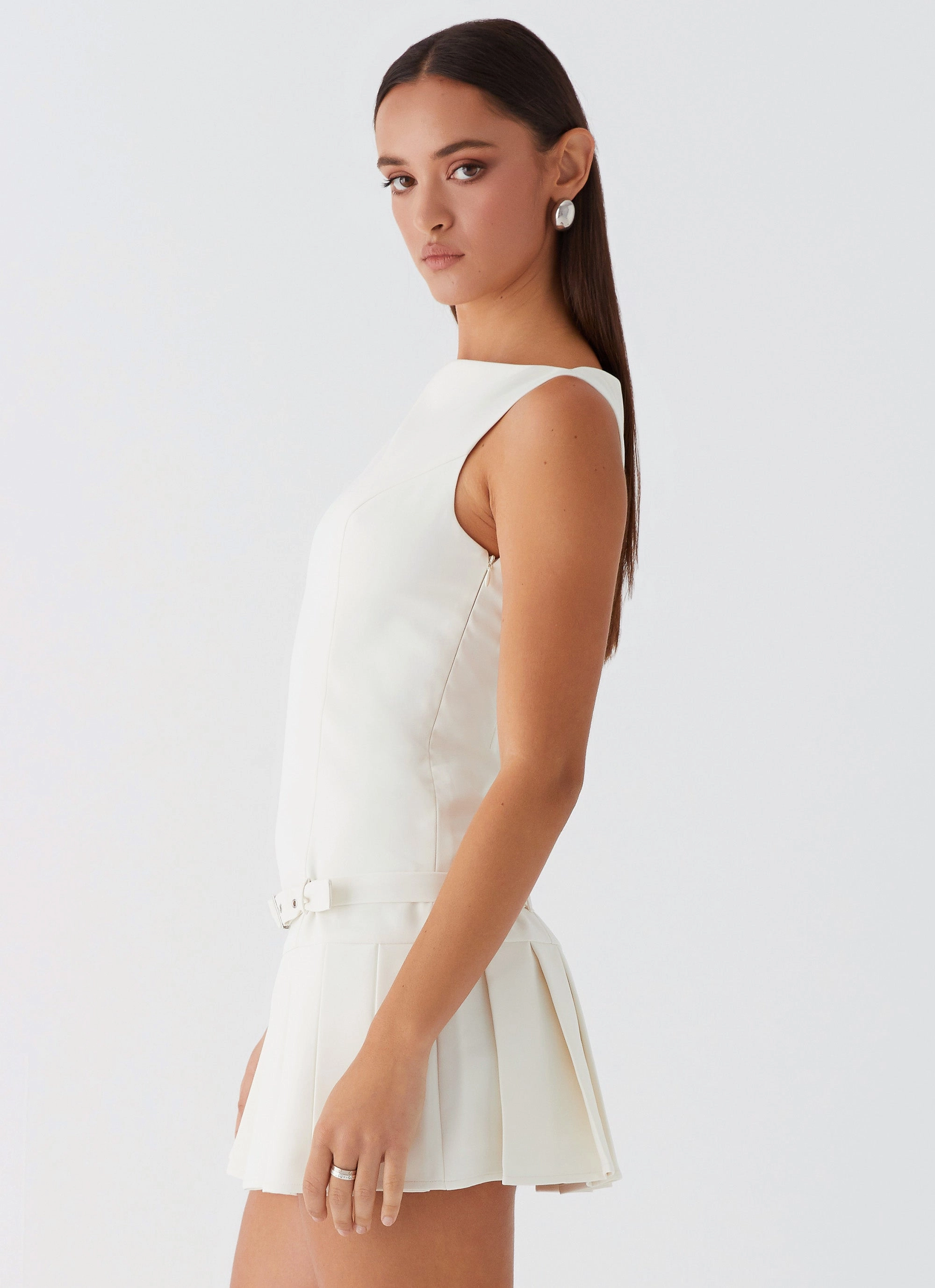 No More Excuses Belt Mini Dress - Ivory Flexible Mood