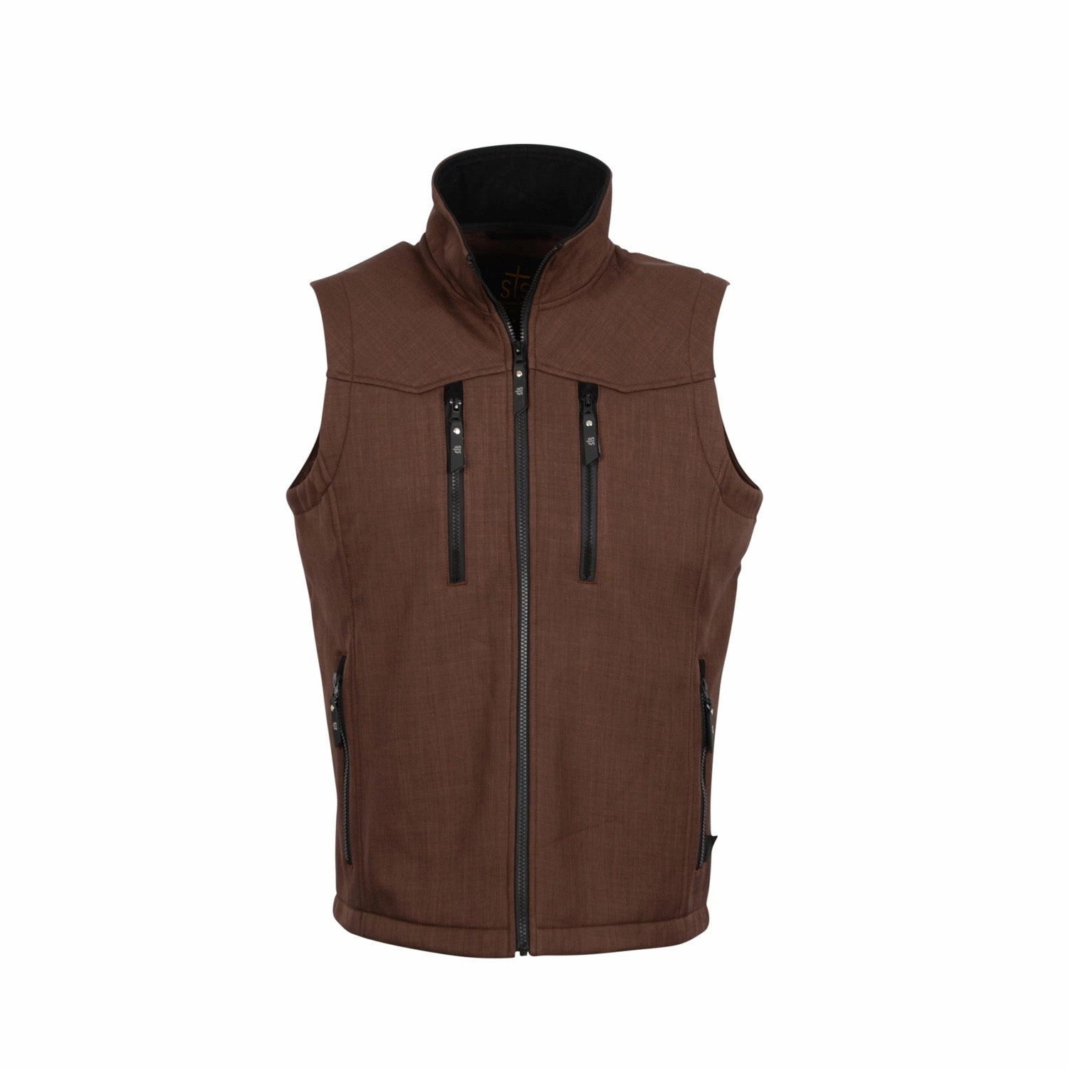 STS Ranchwear Mens Slack Heather Brown Poly/Spandex Fleece Vest TearResistantFabric On Duty Layer