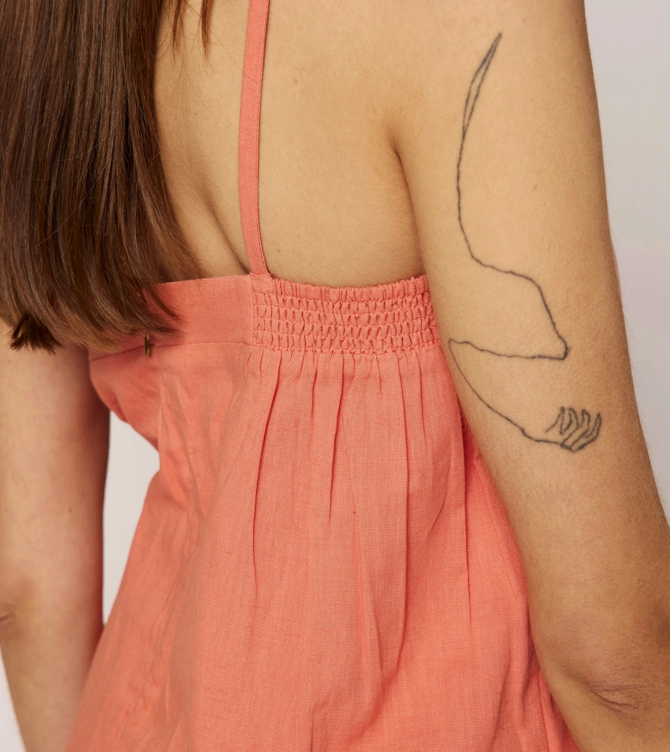 Mila Ankle Dress | Coral Peach/Ivory Casual Style Slim Fit Shirt