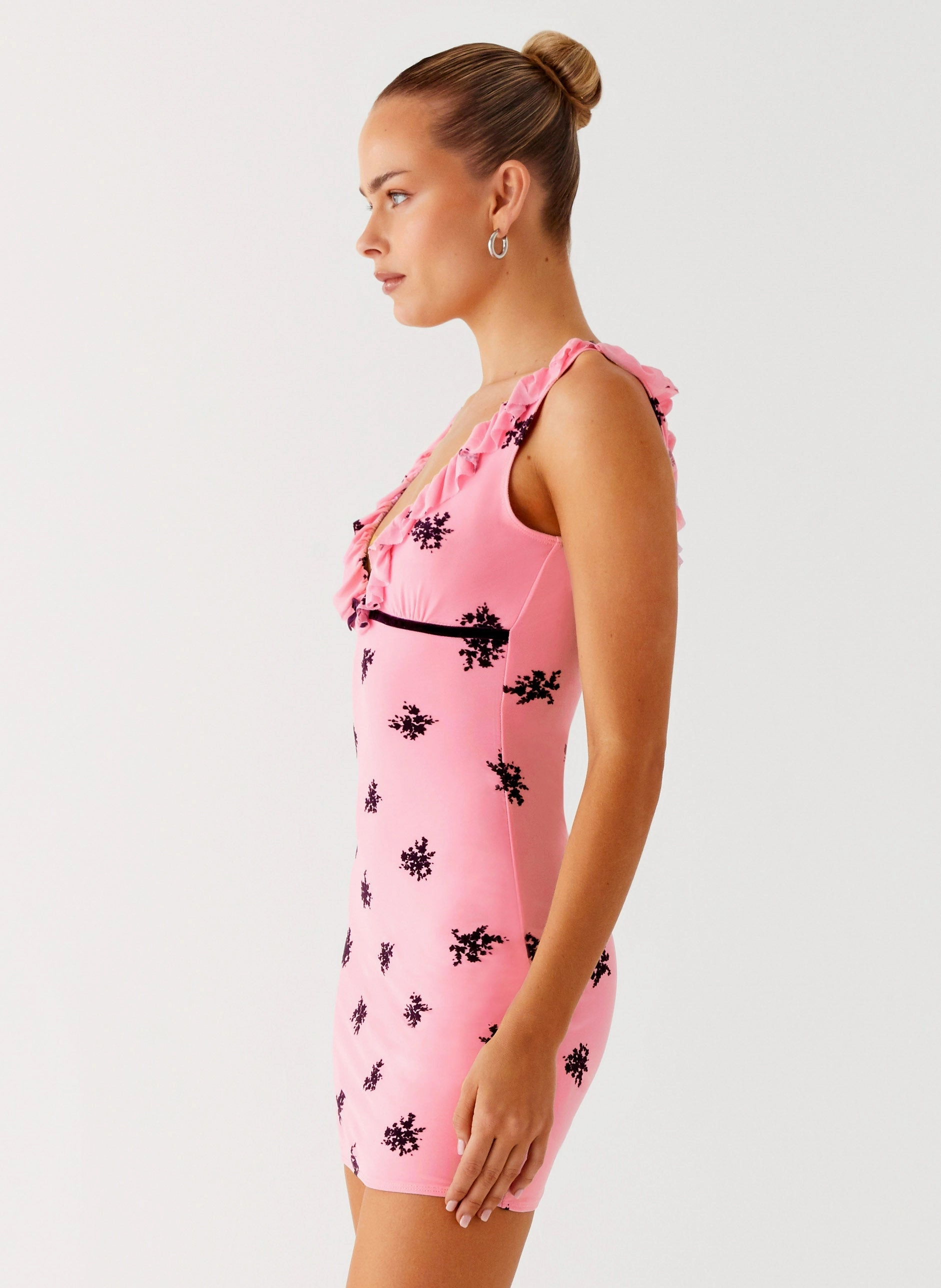 Milena Cami Mini Dress - Pink Relax Line Puff-Sleeve