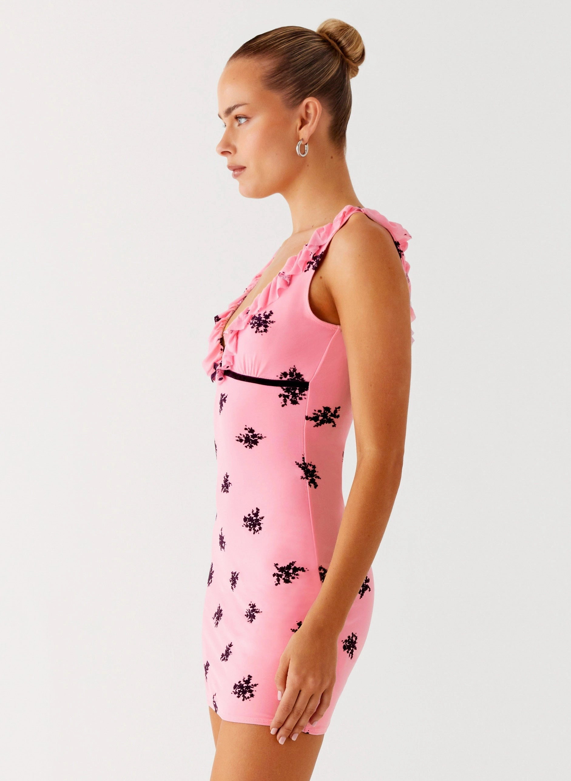 Milena Cami Mini Dress - Pink Casual Layering Gemstone-Detail