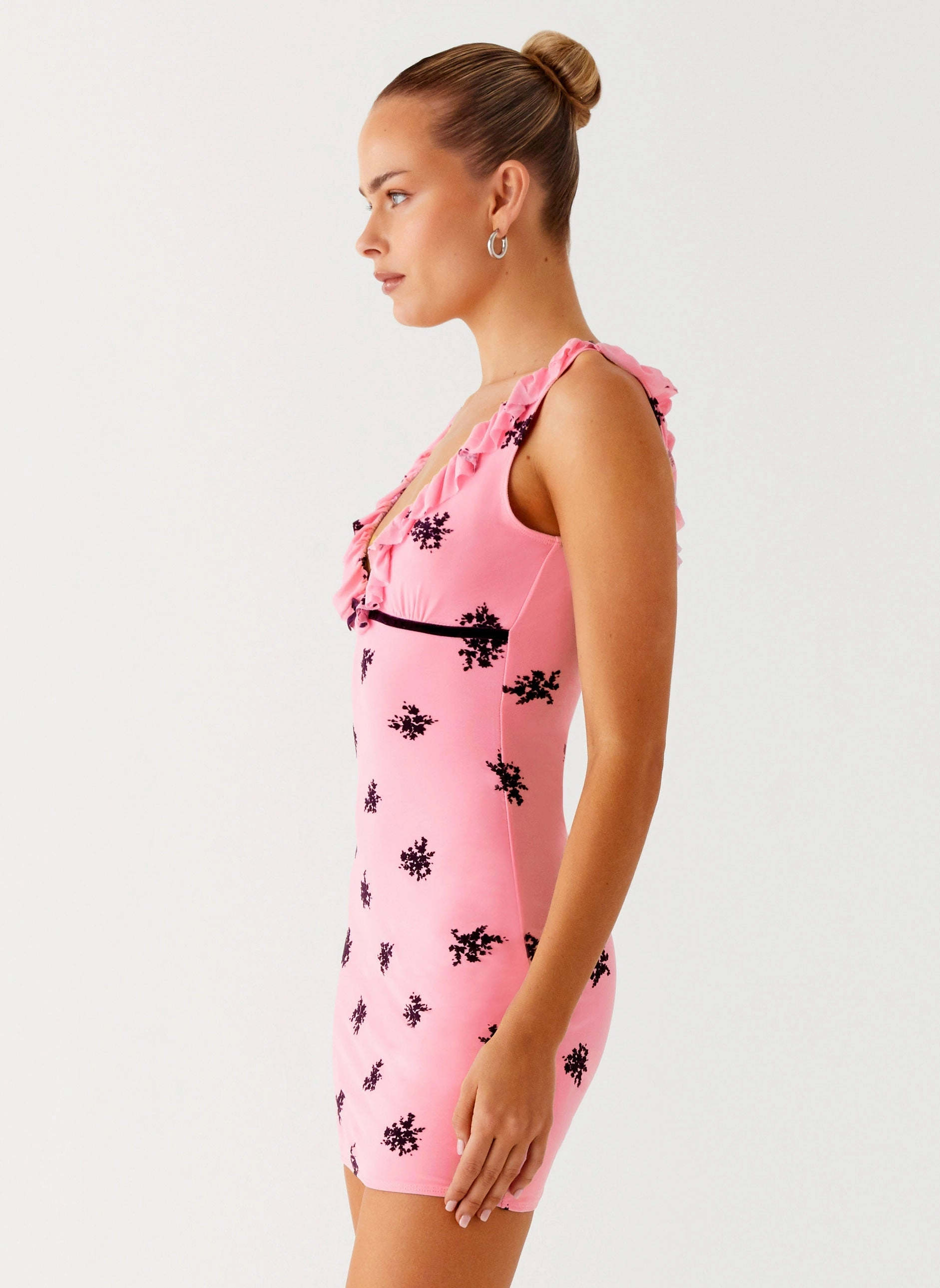 Milena Cami Mini Dress - Pink Night Vibes Beaded-Sleeve