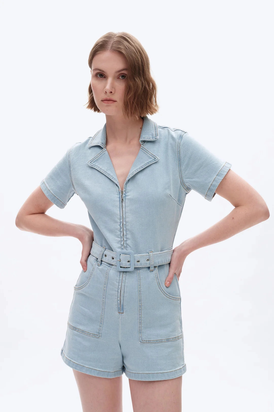 Mini Denim Romper - Light Blue Ultra Soft Handfeel