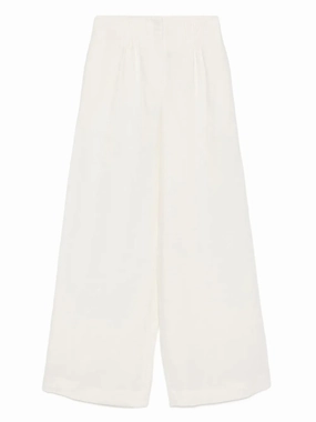 Mini Pleat Trouser in Ivory Non Irritating Seams Office Appropriate