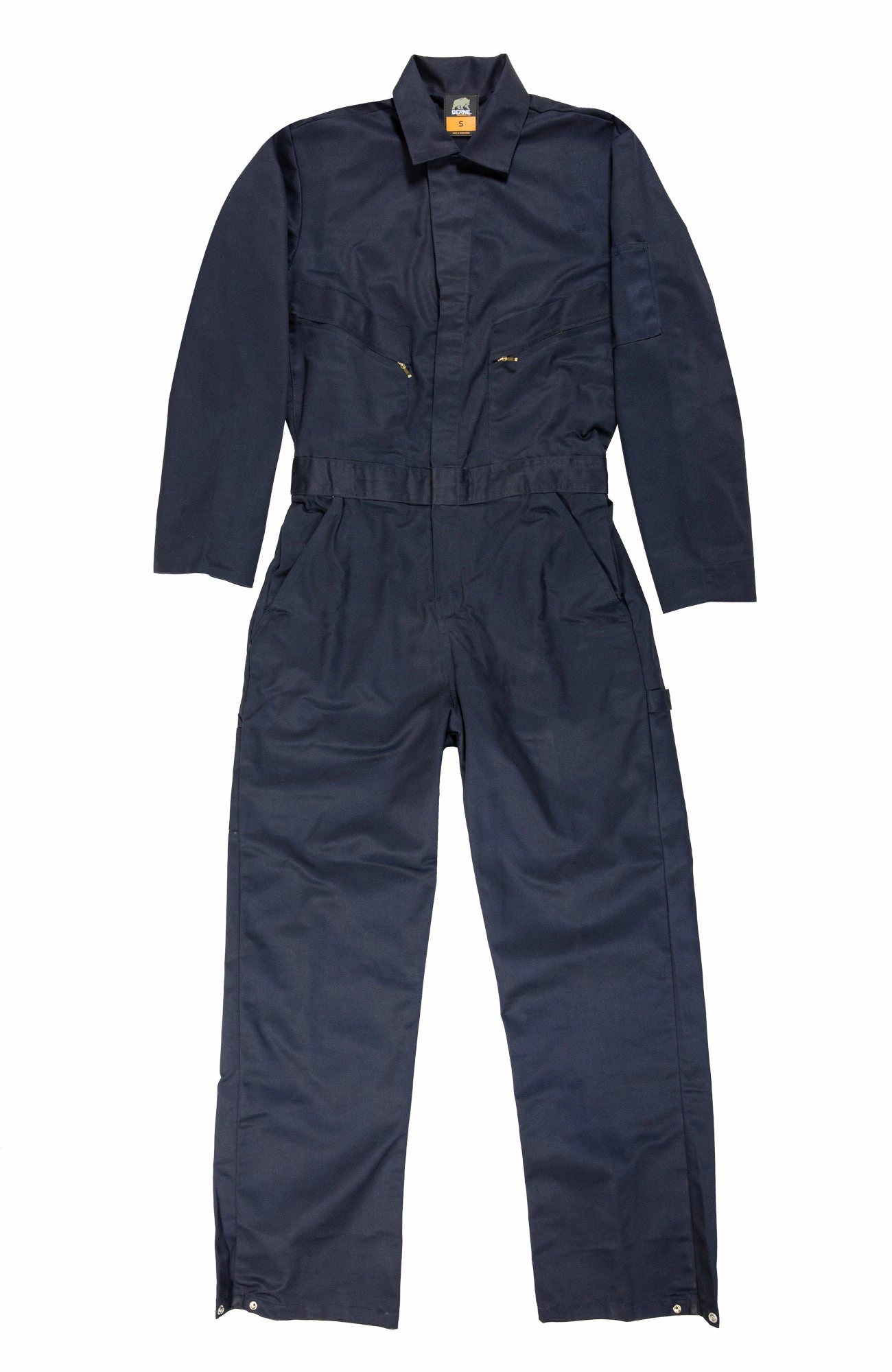 Flexible Material Crisp Detail Berne Mens Navy Cotton Blend Deluxe Unlined Coverall