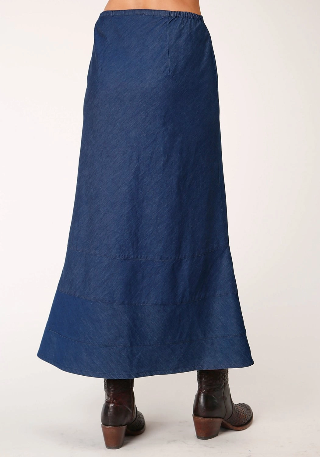 Roper Womens Indigo Blue 100% Cotton Bias Cut Midi Skirt Resort Vacation light texture