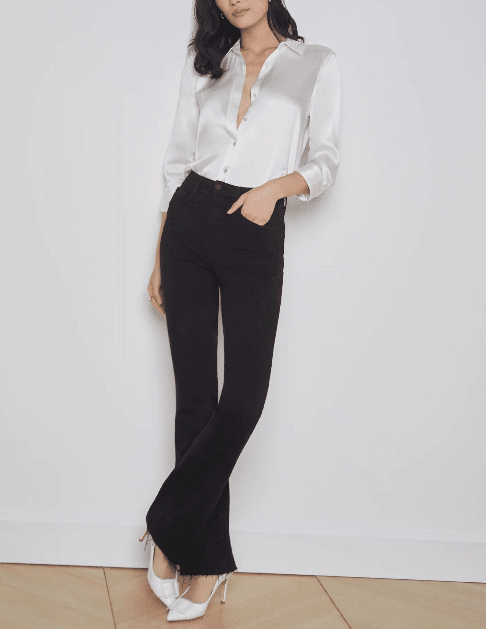 Travel Ready L??AGENCE Ruth High Rise Straight Jeans In Noir