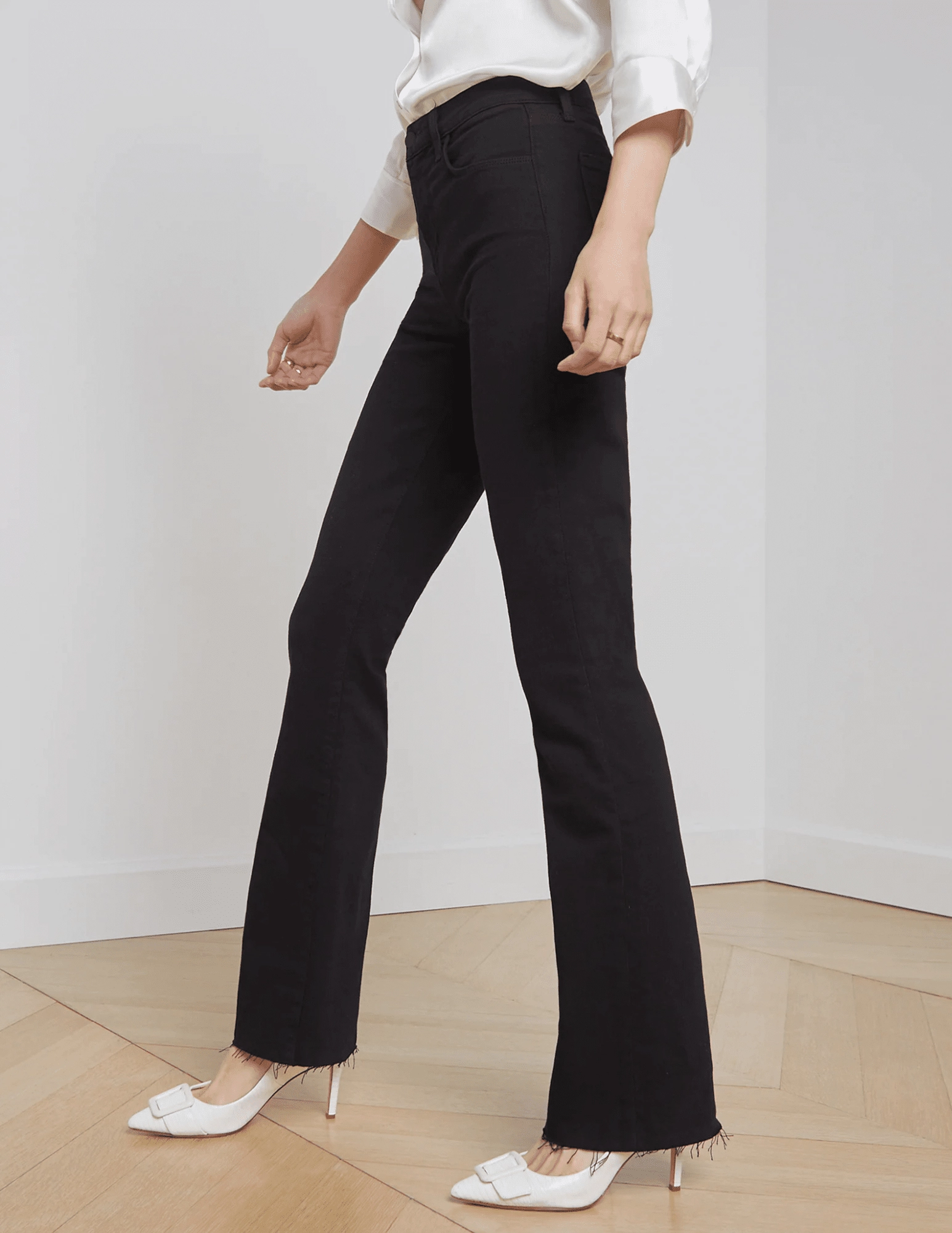 L??AGENCE Ruth High Rise Straight Jeans In Noir Effortless Style Padded hips