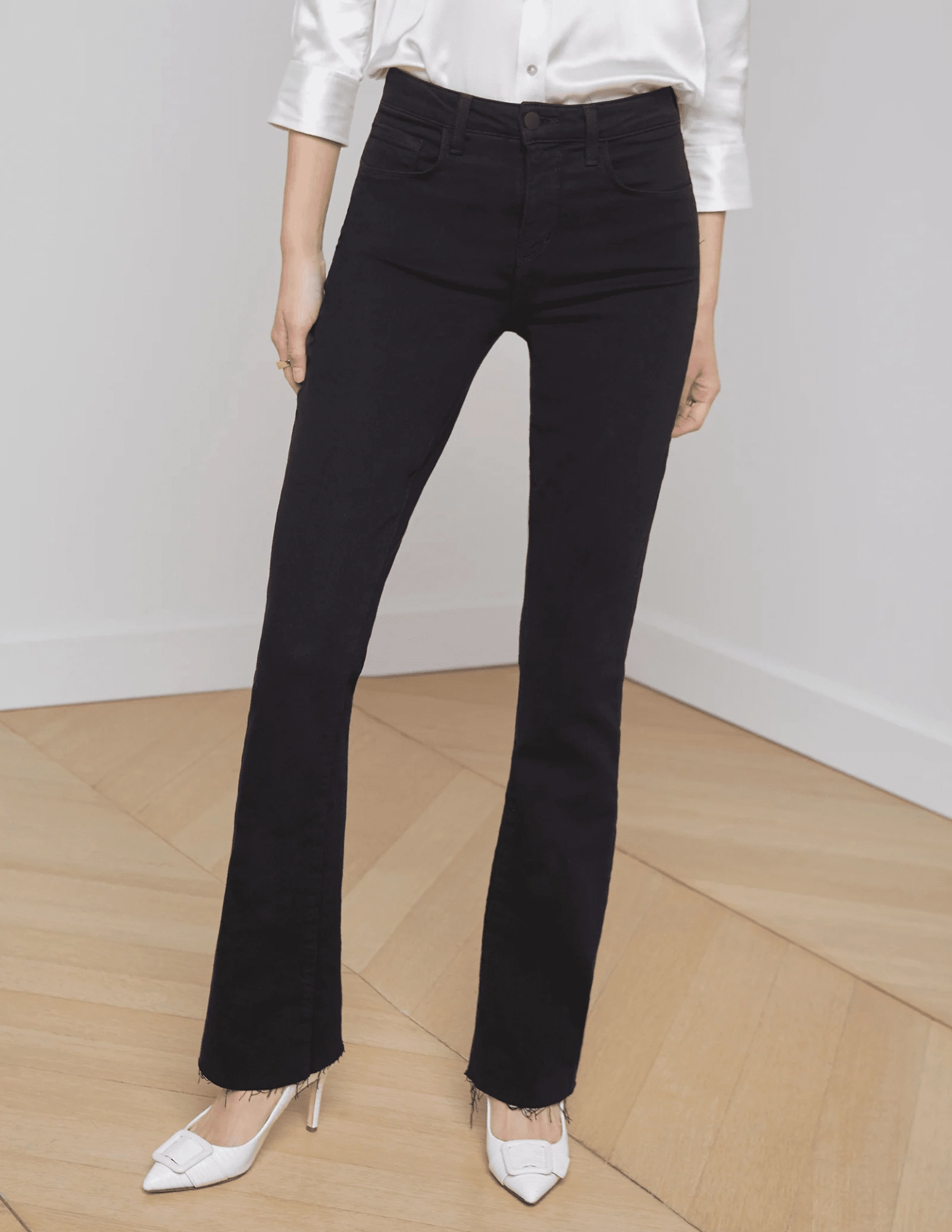 Trendy Layering Flattering Look L??AGENCE Ruth High Rise Straight Jeans In Noir