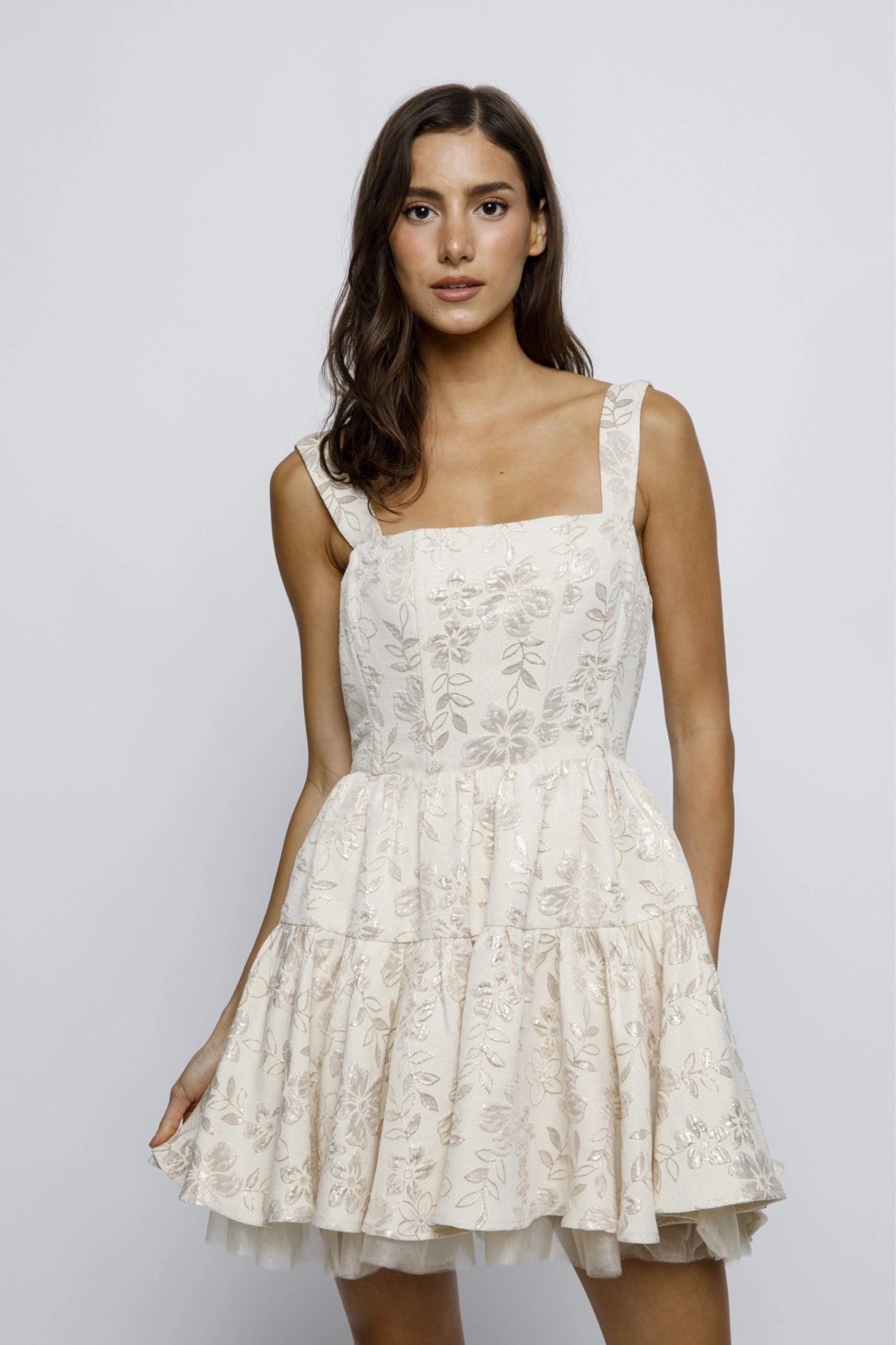 Metallic Floral Corset Dress Basic Mood Soft Lines