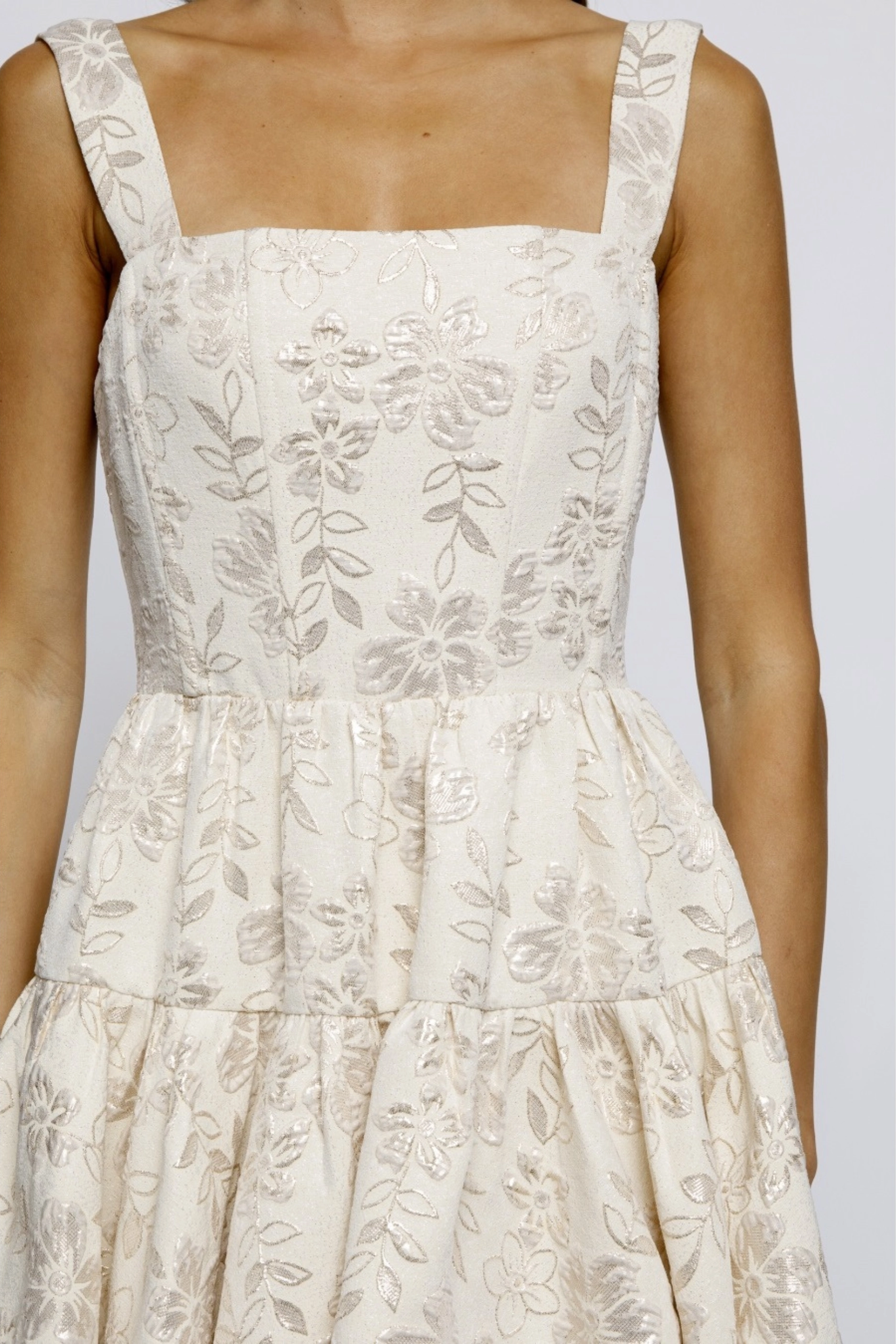 Metallic Floral Corset Dress Comfort Layer Wear