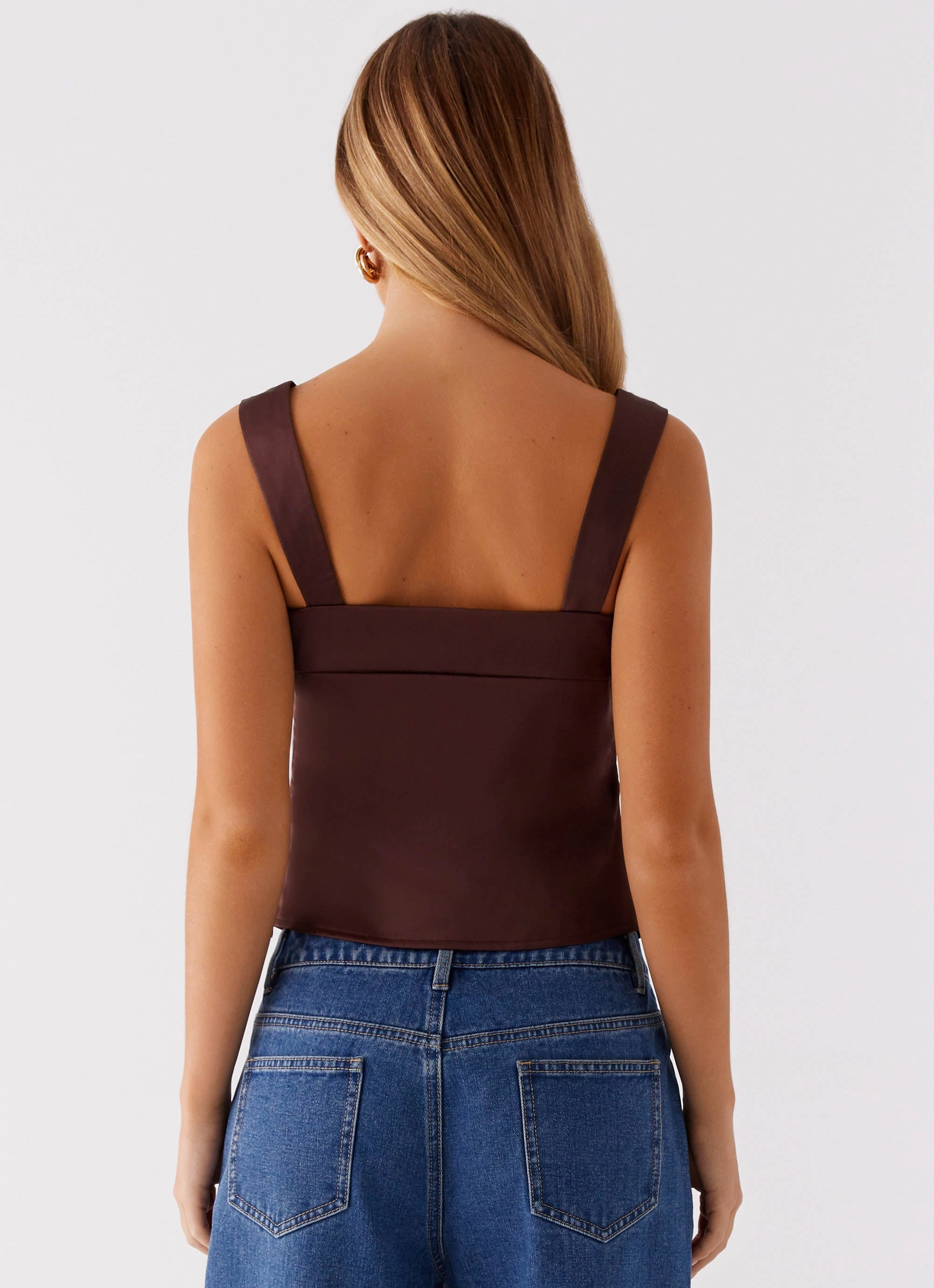 Lylah Satin Top - Brown QuickDryConstruction