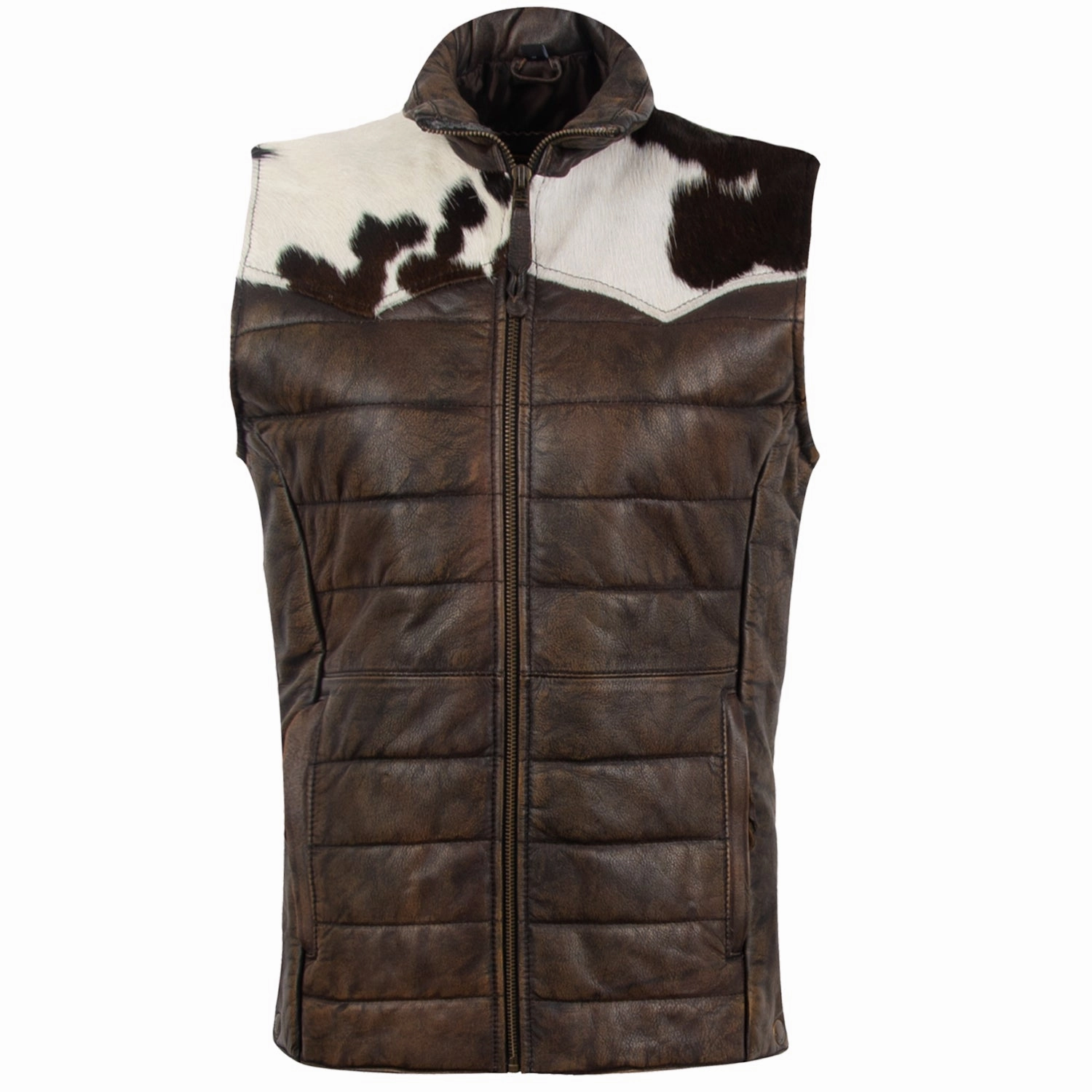 Foldable Design Weather Ready STS Ranchwear Womens Adalyn Tobacco Brown Leather Leather Vest