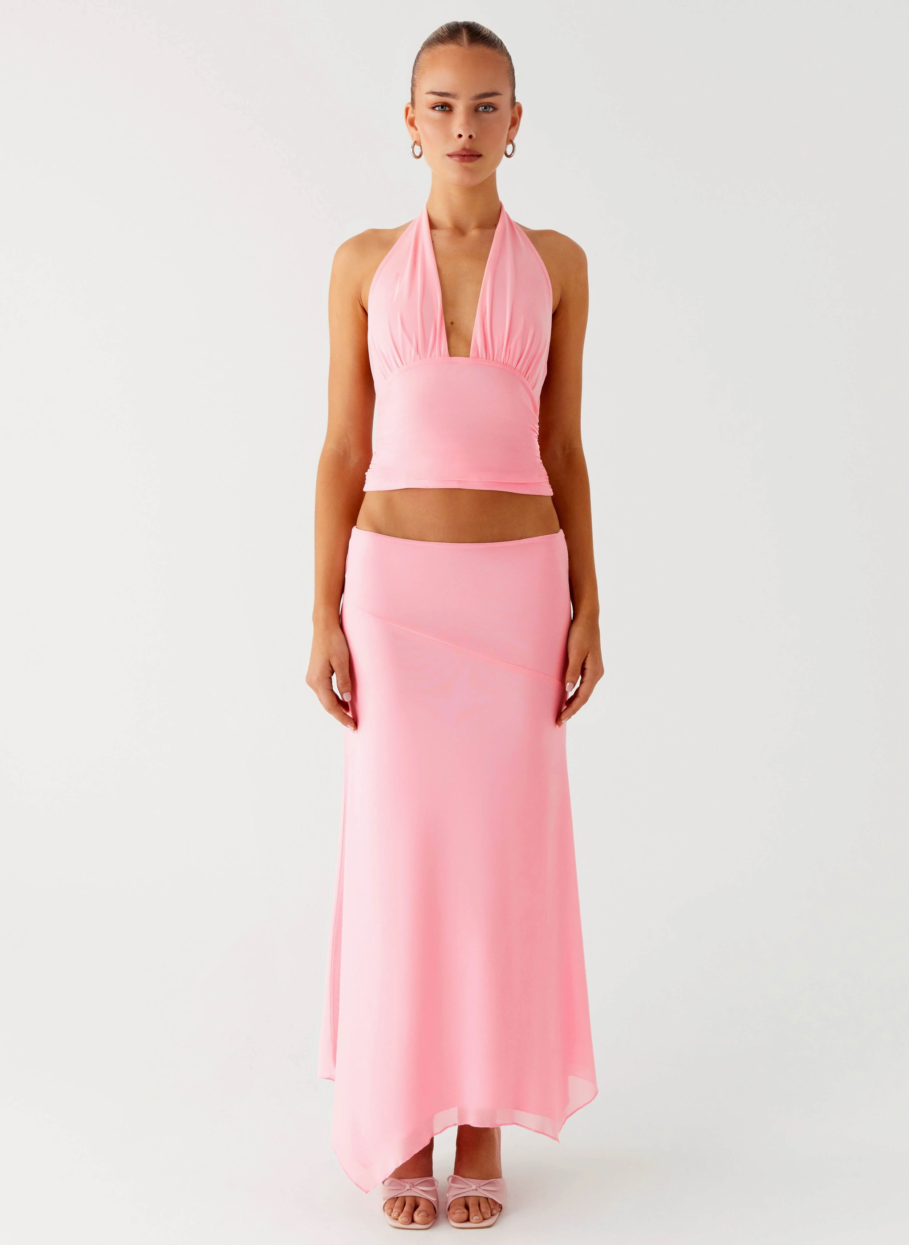 Reverseble Design Kerrie Halter Top - Baby Pink