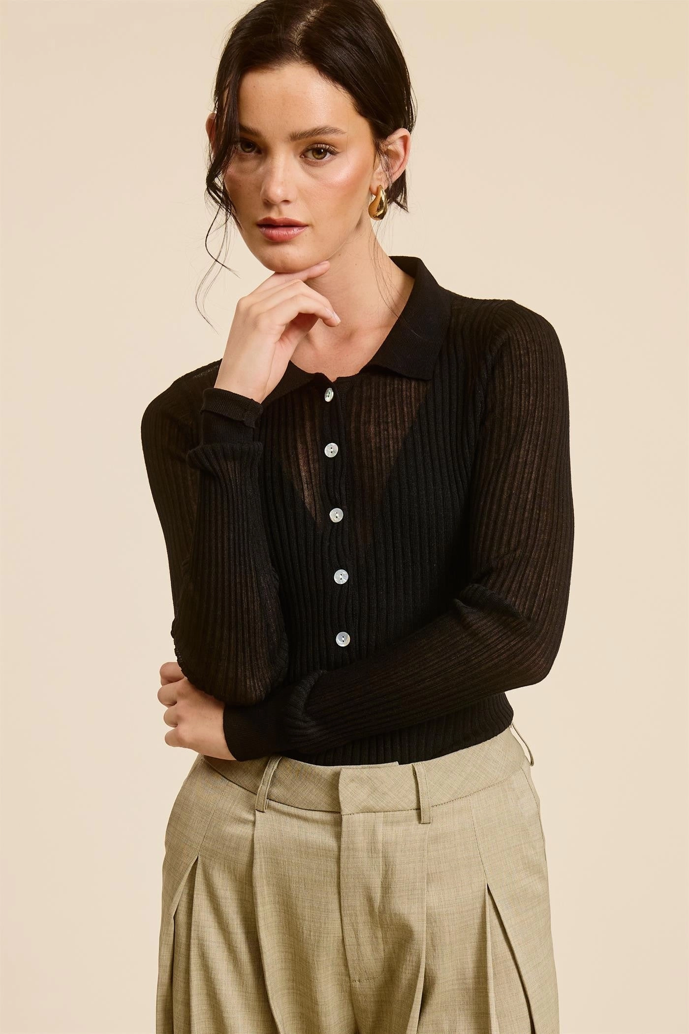Sheer Knit Top Lightweight pullover