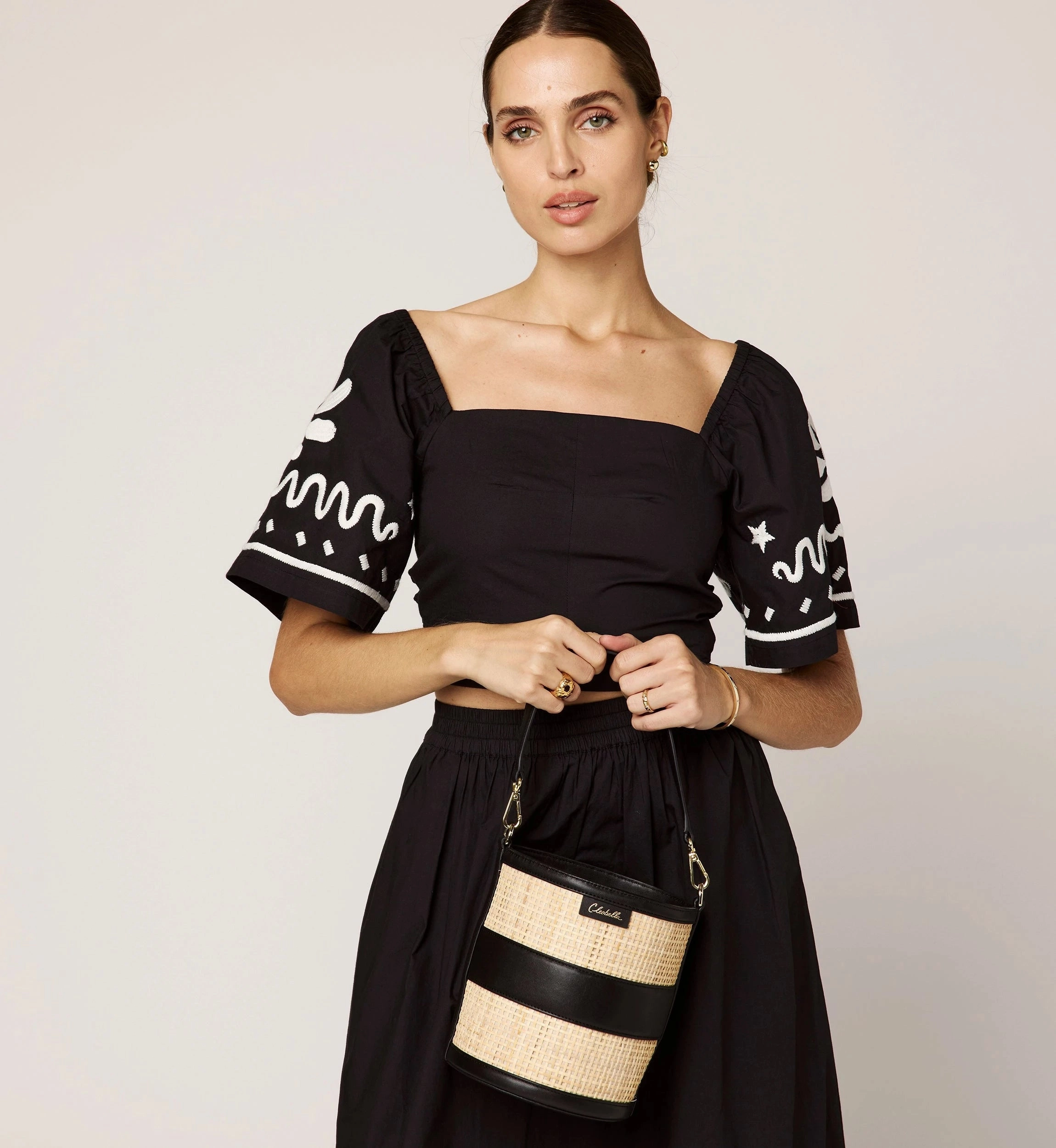 Minka Top | Black/Ivory Recycled Fiber Blend