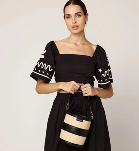 Minka Top | Black/Ivory Recycled Fiber Blend