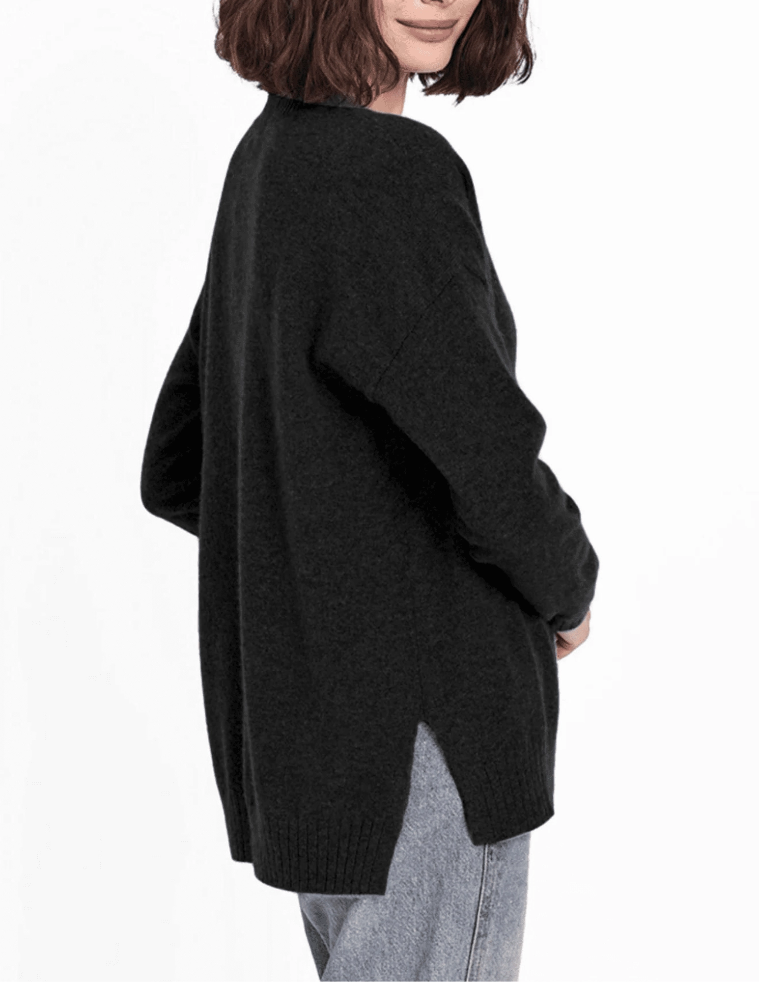 Minnie Rose Cashmere Long and Lean V Neck Sweater Stay Cool Hygienic Coating