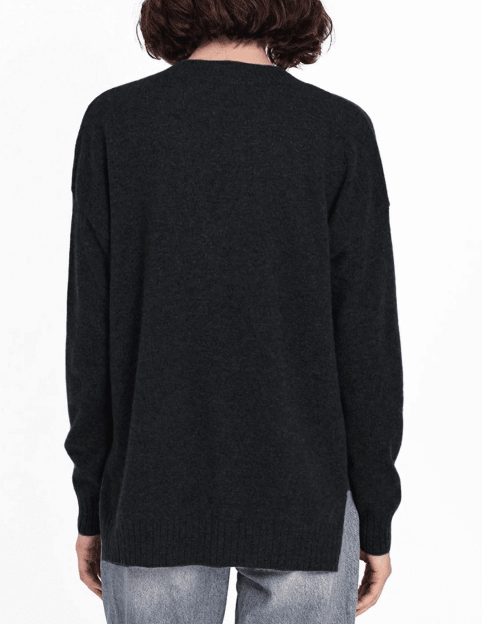 Minnie Rose Cashmere Long and Lean V Neck Sweater Chilly Day Comfort