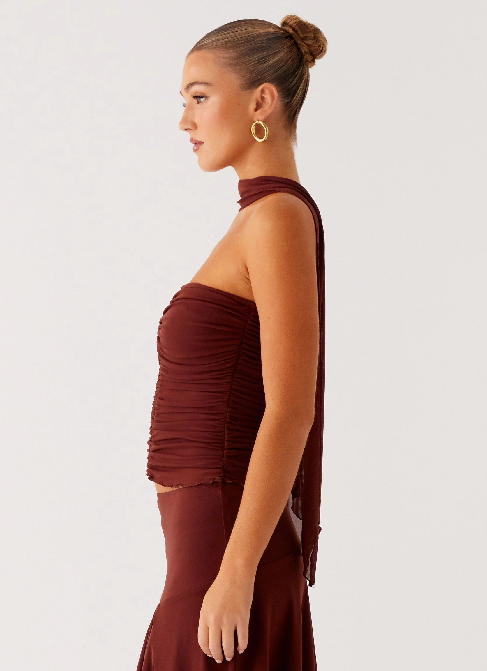 Mirage Scarf Top - Chocolate MultiPanelConstruction Hidden Pocket