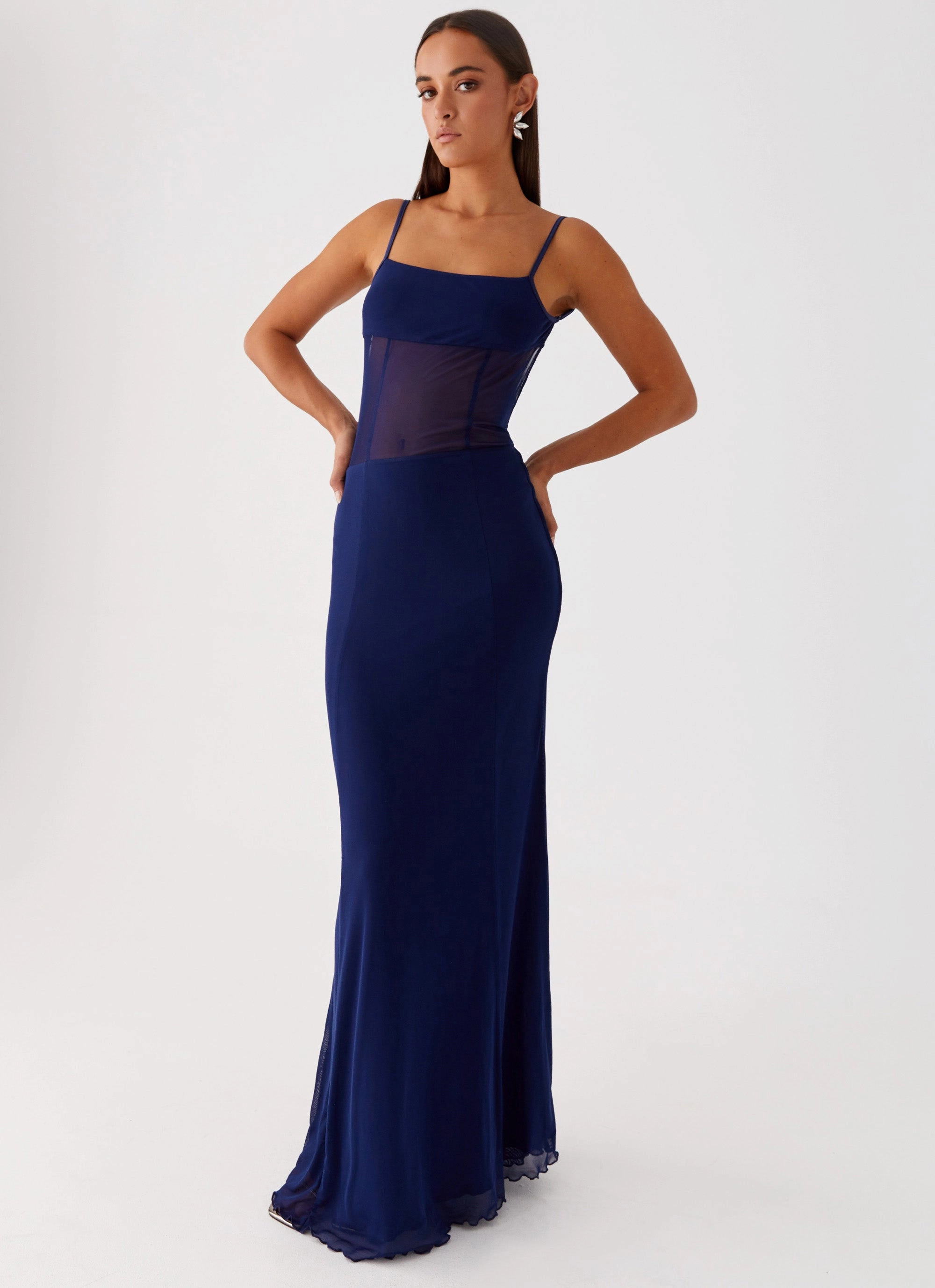 Miranda Maxi Dress - Navy Artistic Detail