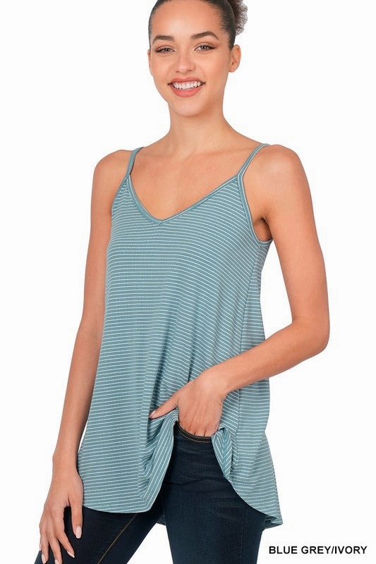 Indoor Use Miranda Stripe V-neck Spaghetti Cami S-XL