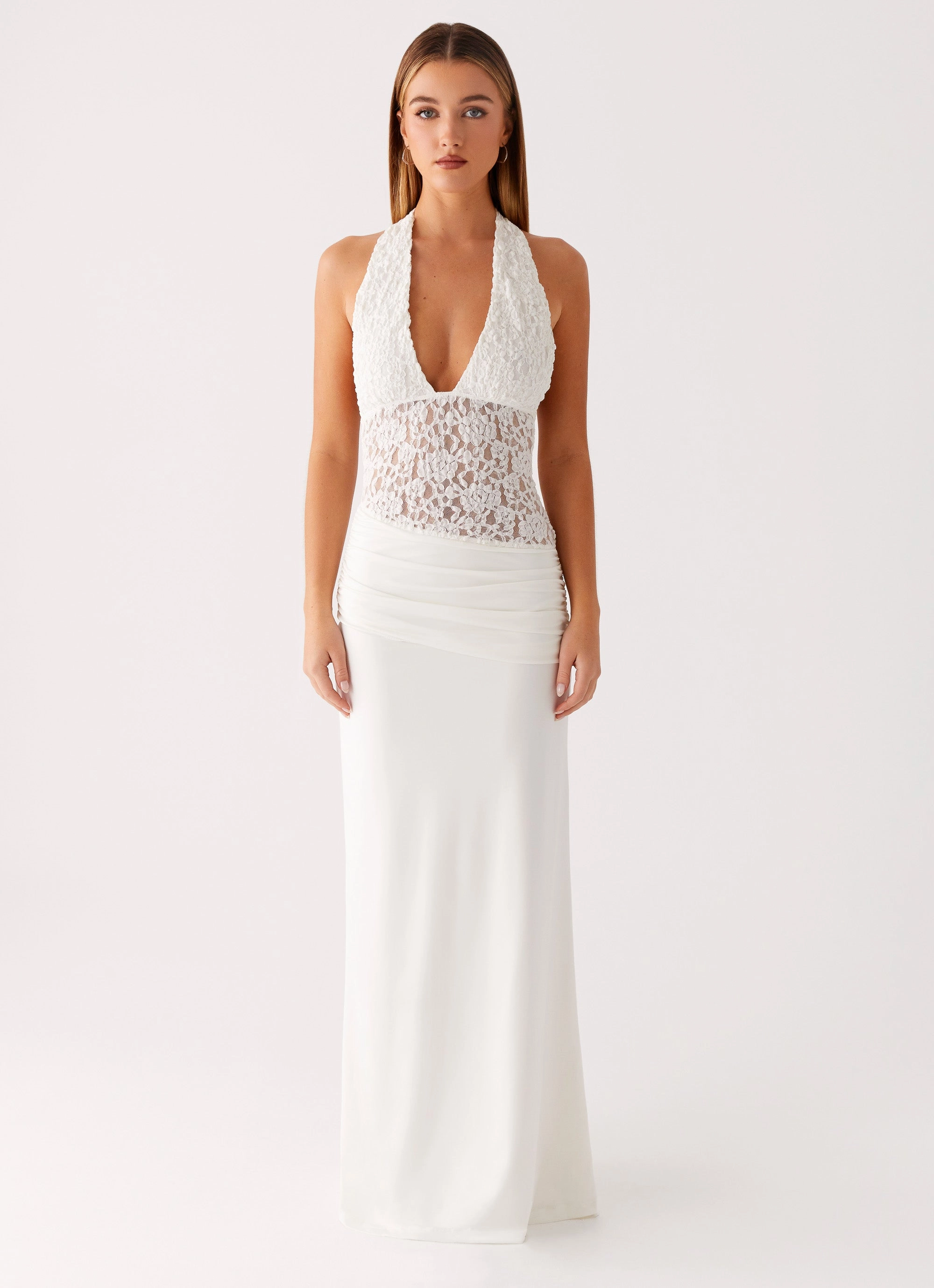 Miri Halter Maxi Dress - Ivory Casual Look
