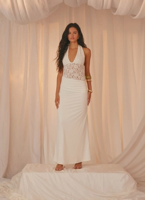 Grace Glow Miri Halter Maxi Dress - Ivory