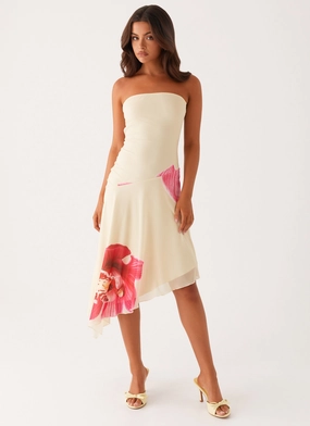 Mariposa Midi Dress - Orchid Yellow Sleek Feel