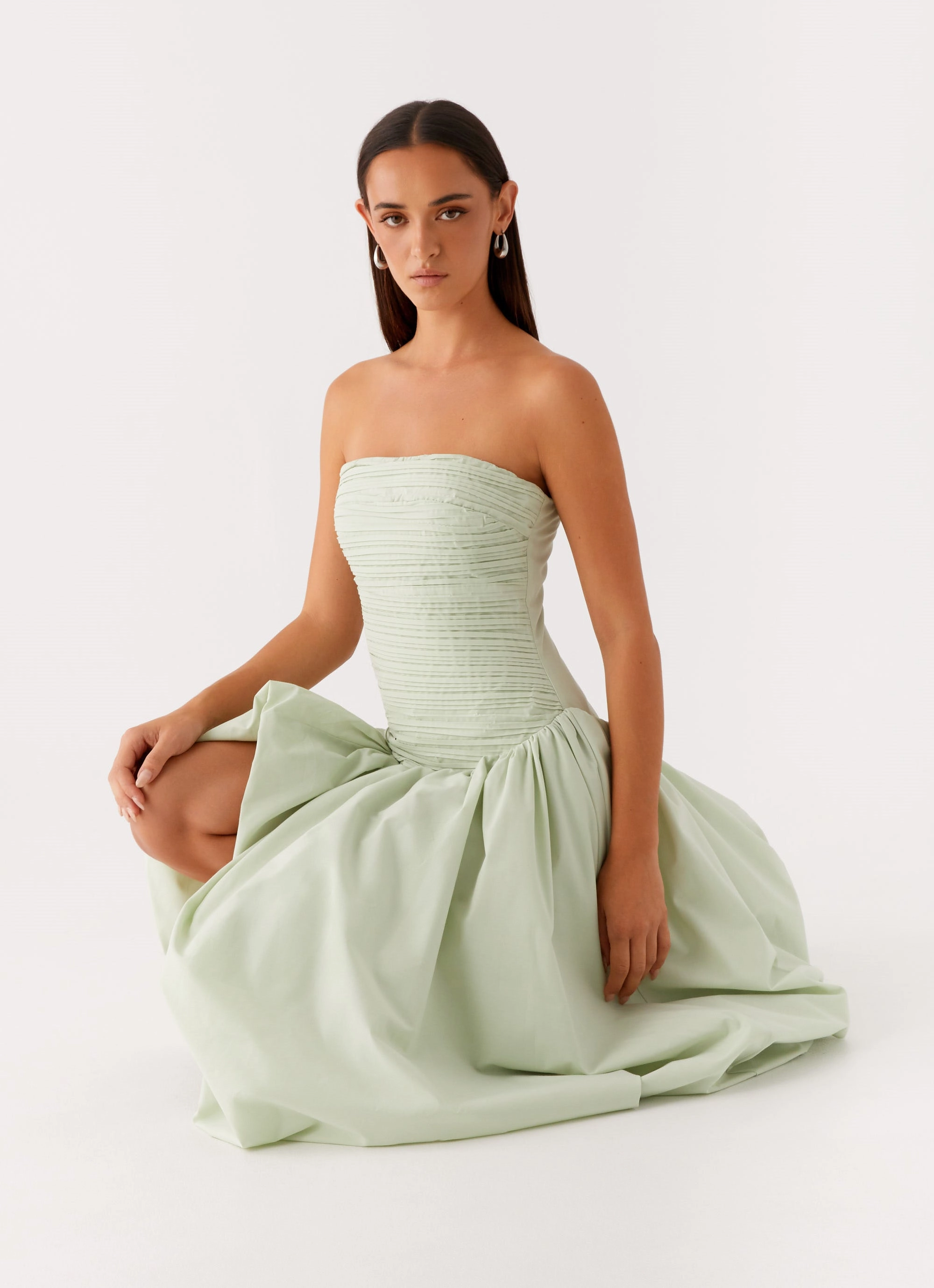 Misa Bubble Maxi Dress - Mint Natural Drape