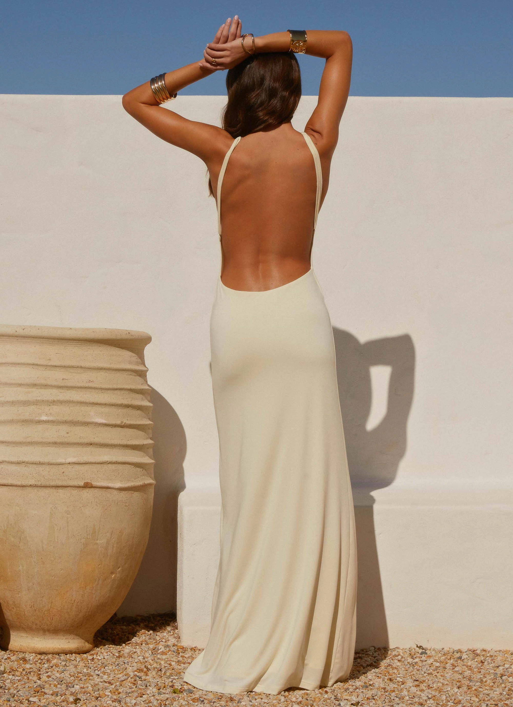 Mistlight Cowl Maxi Dress - Yellow WrinkleResistantFinish