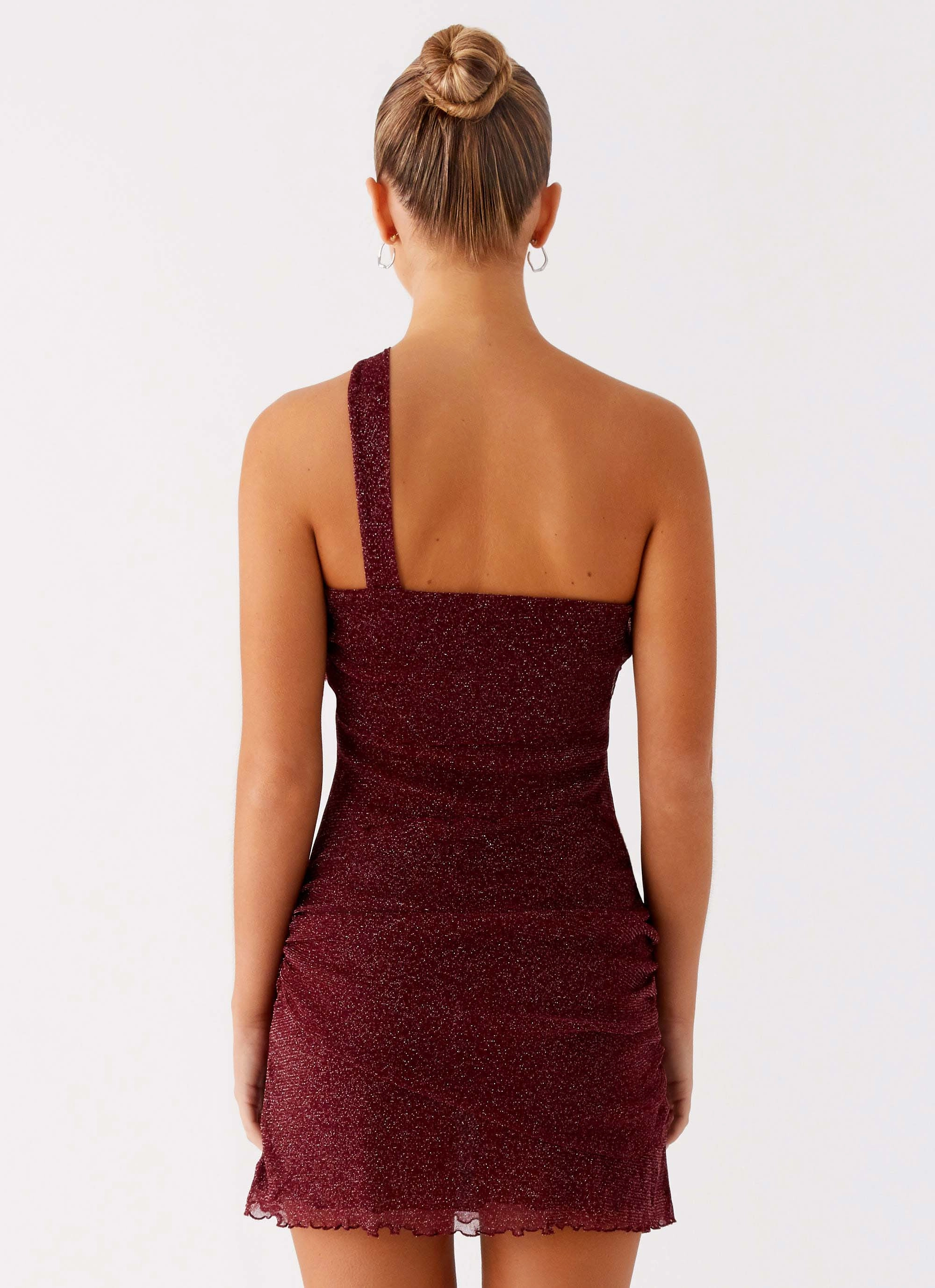 Knit Warm Misty Mesh Mini Dress - Maroon
