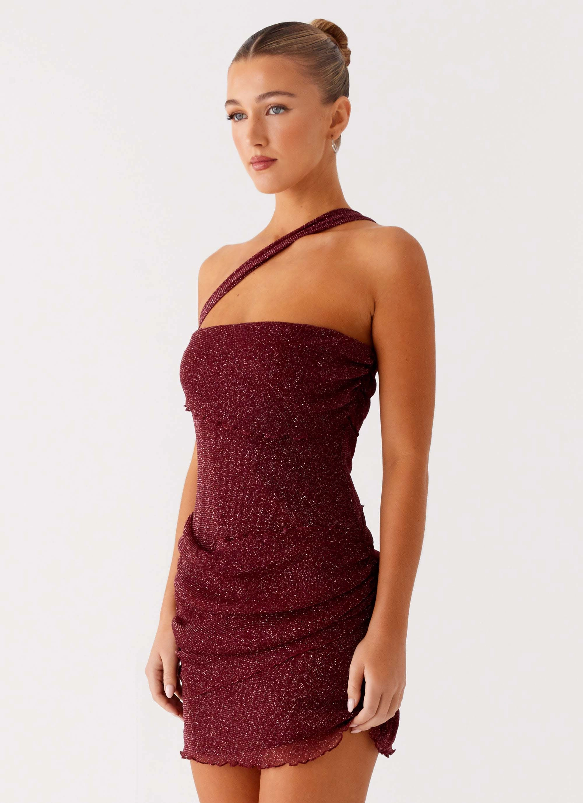 Misty Mesh Mini Dress - Maroon Summer Friendly