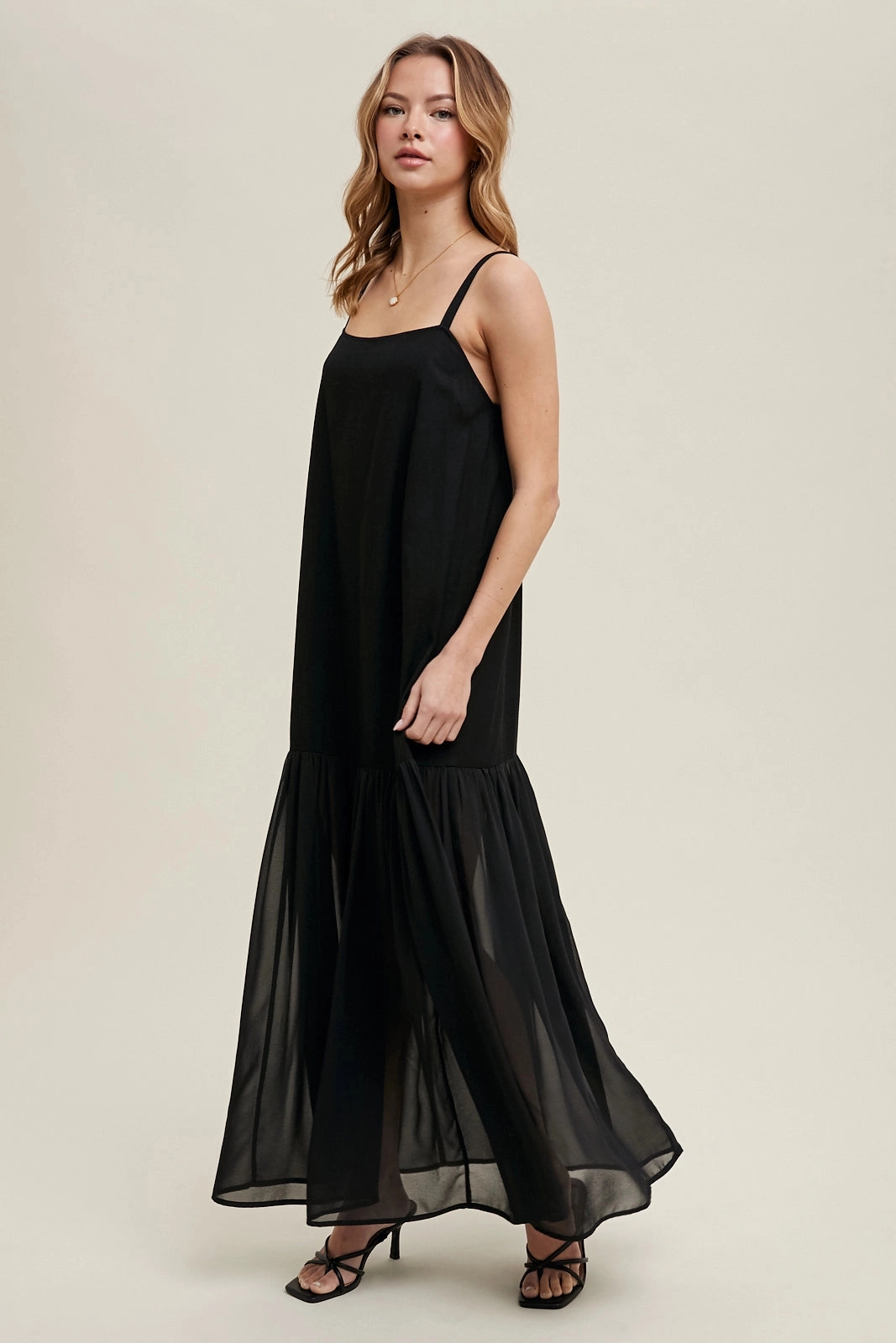Clean Grace Mixed Media Cami Maxi Dress