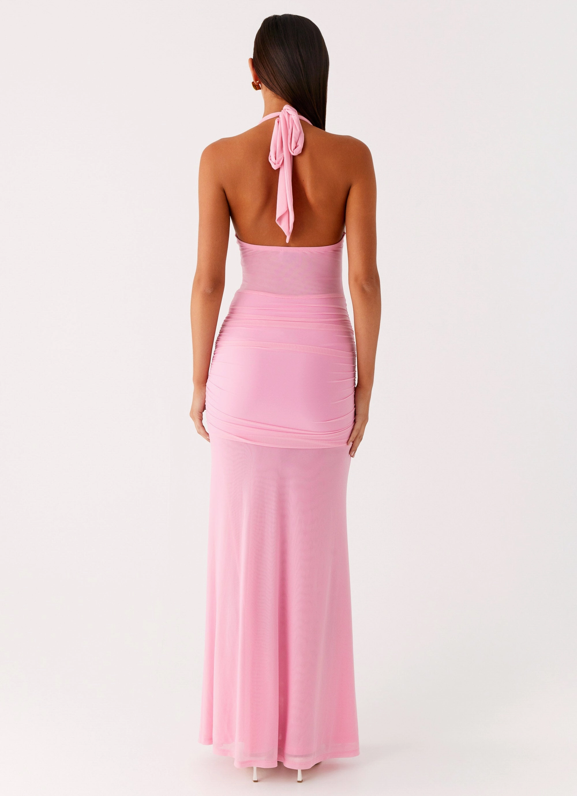 Miyah Halter Hardware Maxi Dress - Baby Pink Classic A-line design