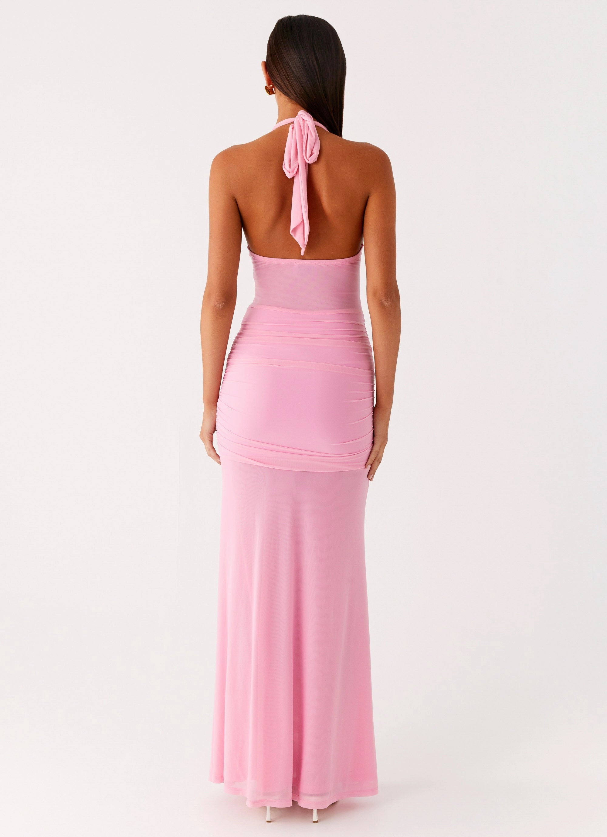 Sculpted Detail Miyah Halter Hardware Maxi Dress - Baby Pink