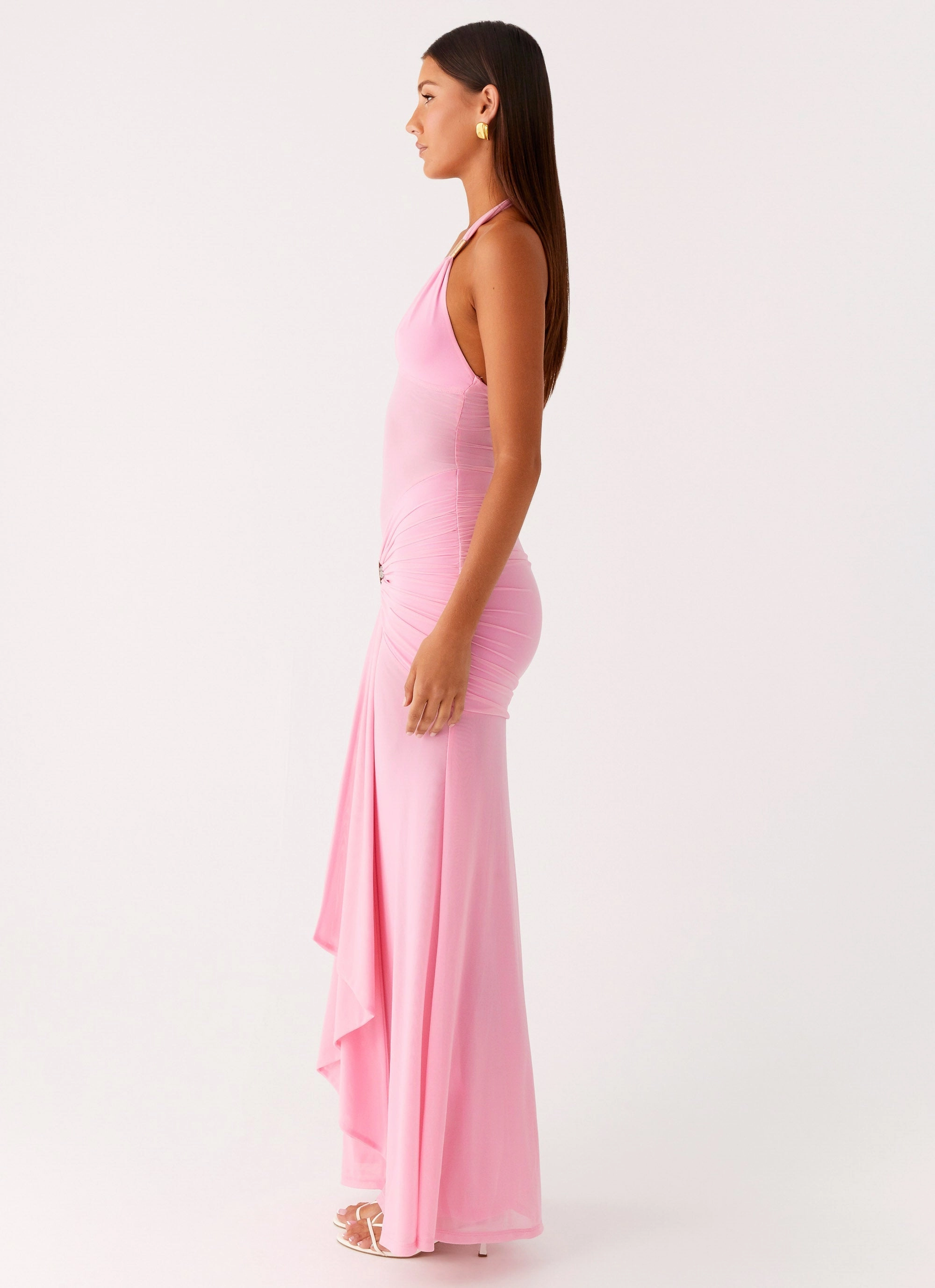 Miyah Halter Hardware Maxi Dress - Baby Pink Unisex Option