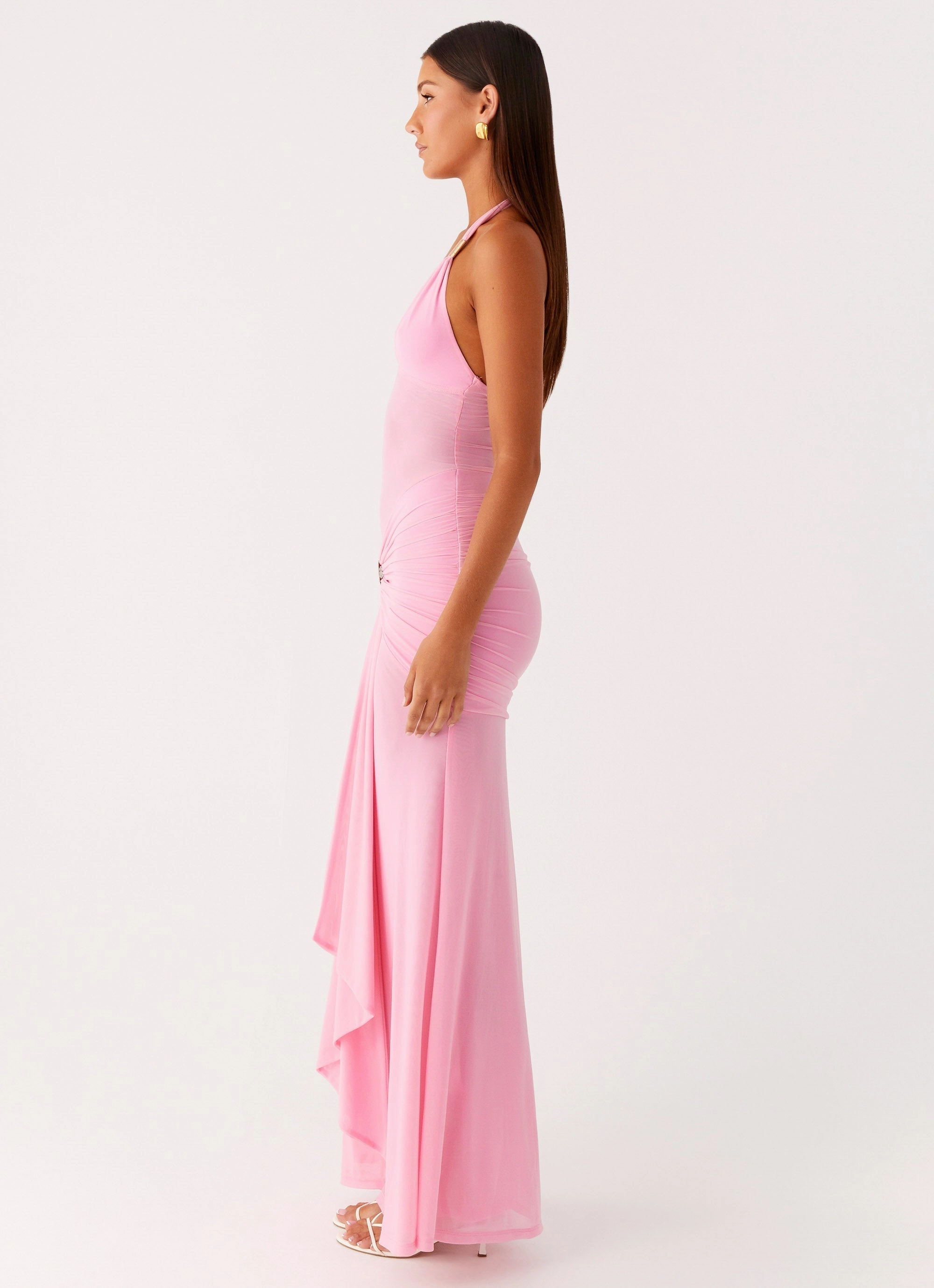 Dreamy Look Miyah Halter Hardware Maxi Dress - Baby Pink