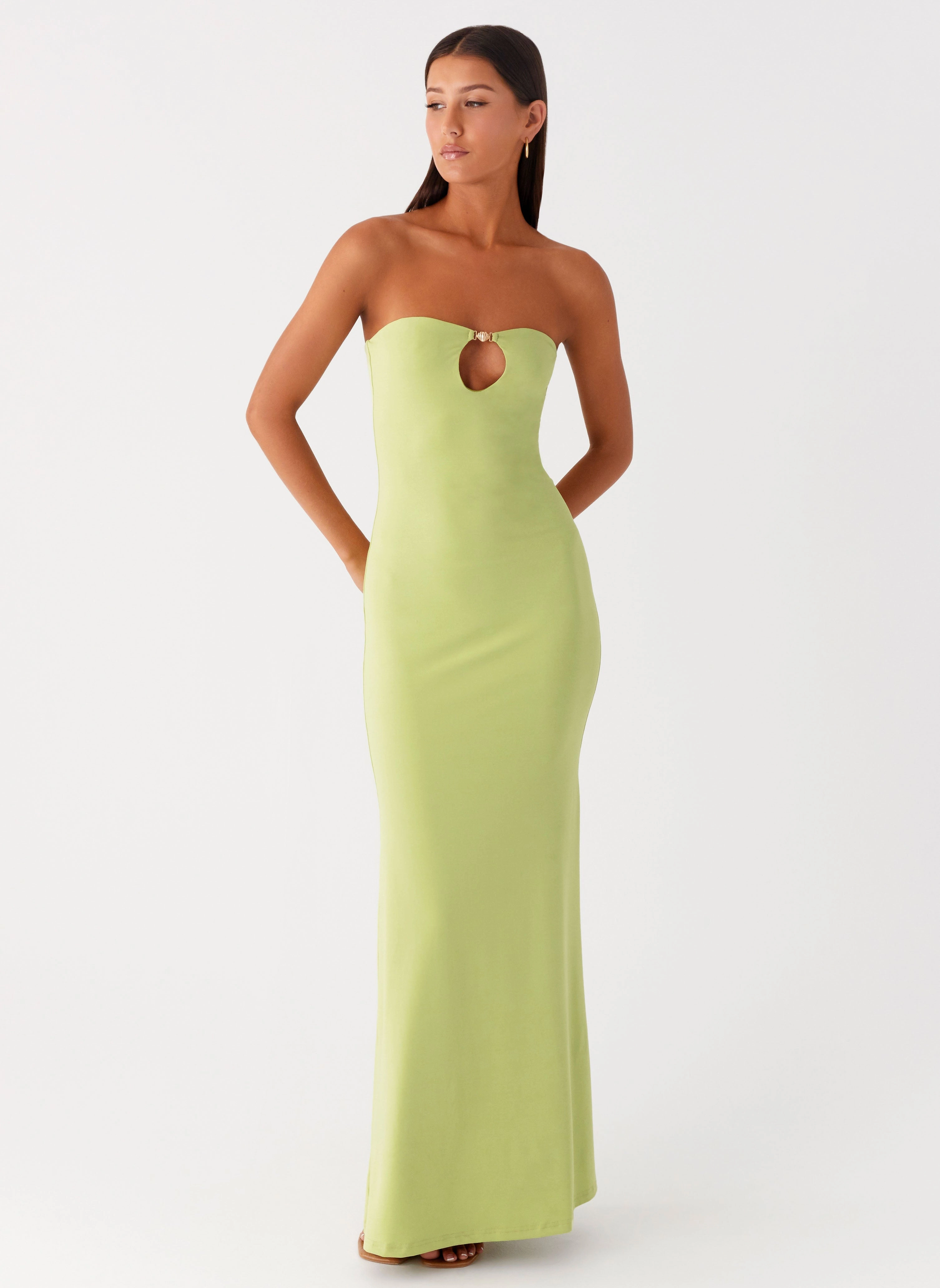 Moara Cut Out Maxi Dress - Lime Green Clean Stitch Soft and Relaxed