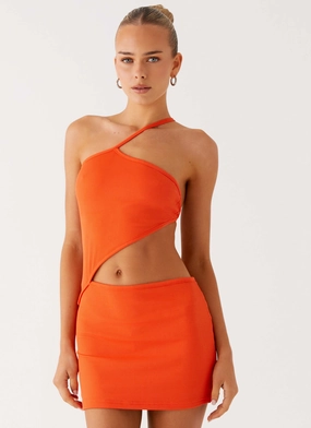 Spring Ready Body Positive Riano Cut Out Mini Dress - Fire Orange