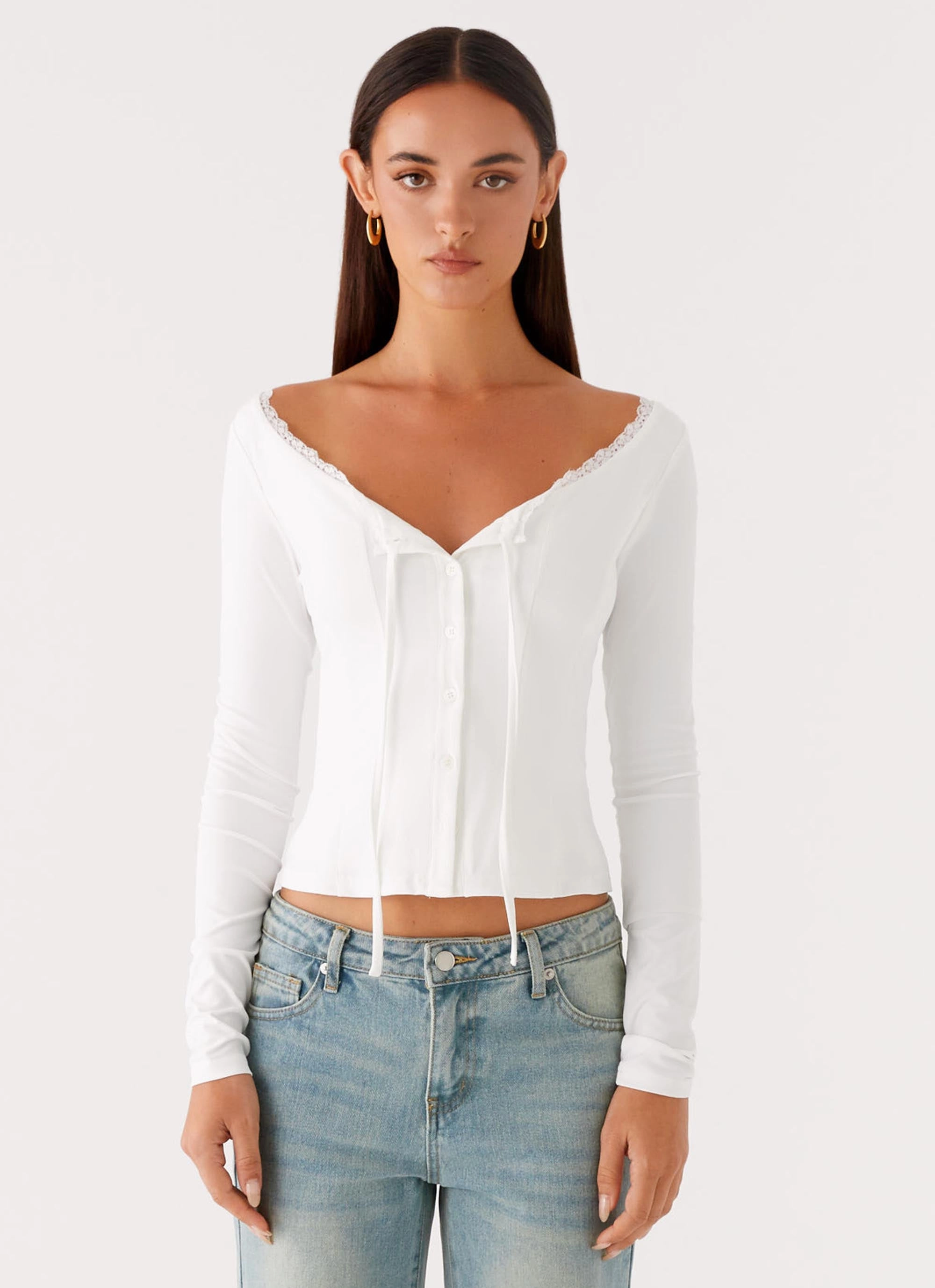 ResilientStretch Moda Long Sleeve Top - White