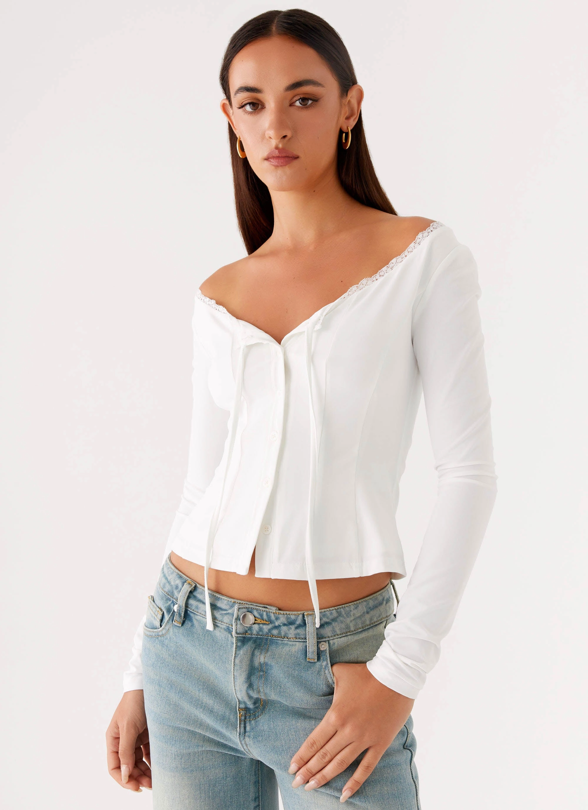 Moda Long Sleeve Top - White Tagless Design