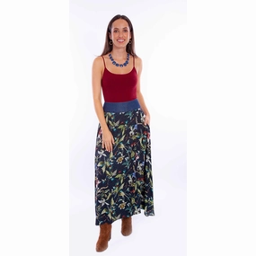 Breathable Material Scully Womens Tropical Floral Wrap Black 100% Rayon Skirt