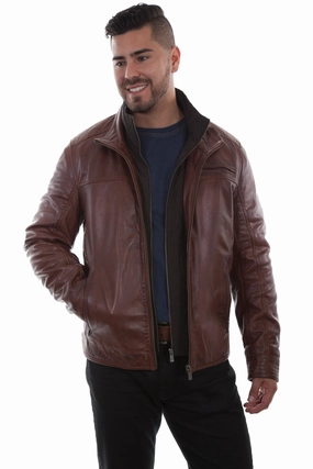 MultiAngleVentilation Wrinkle Free Texture Scully Mens Antique Brown Leather Quilted Jacket